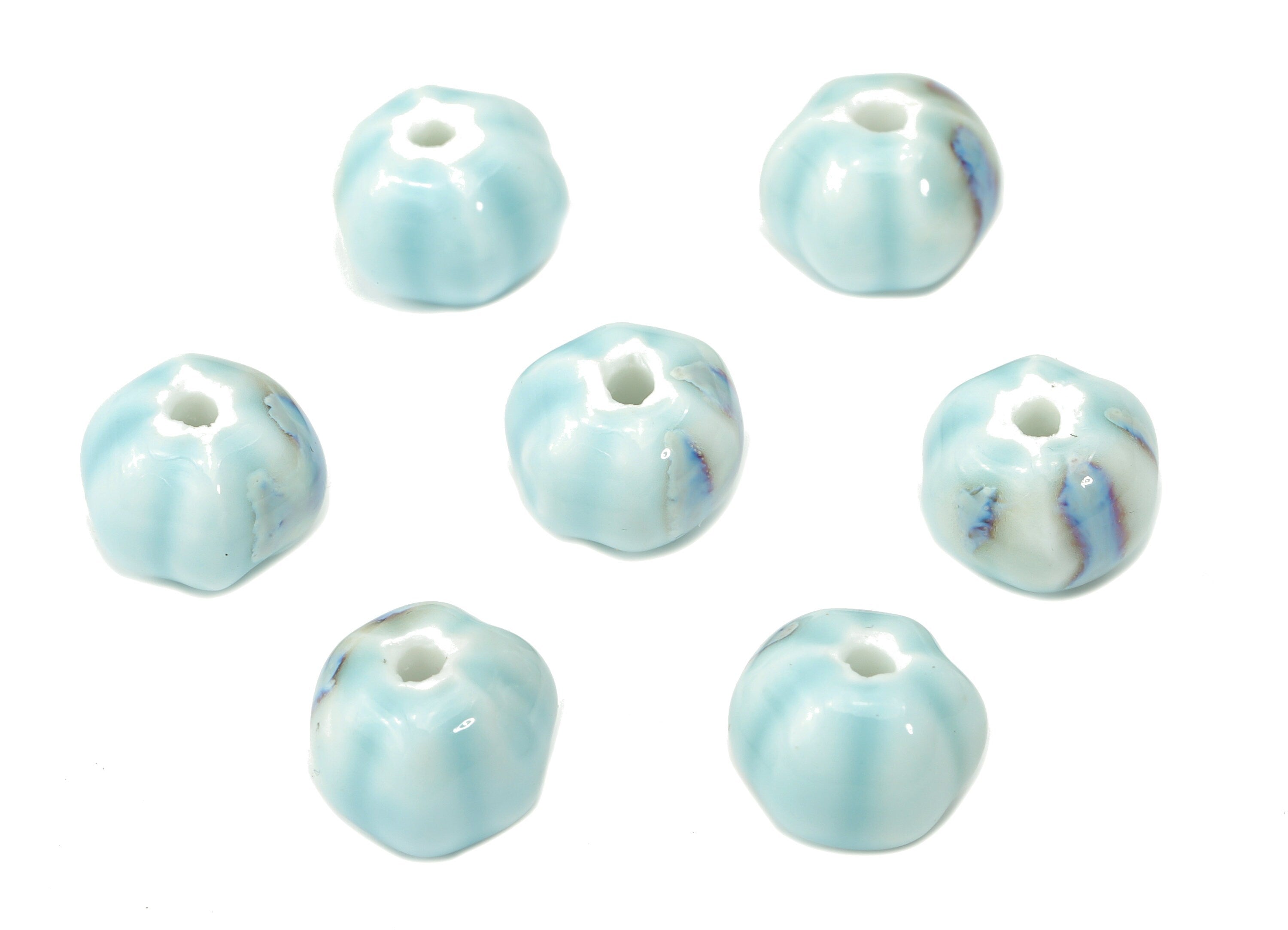Glazed Ceramic Ball Beads - Carved Ball Beads - Handmade Beads - Bracelet Beads - Connectors Beads - 11.58x11.58x9.73mm - NS1779 - DOMEDBAZAAR