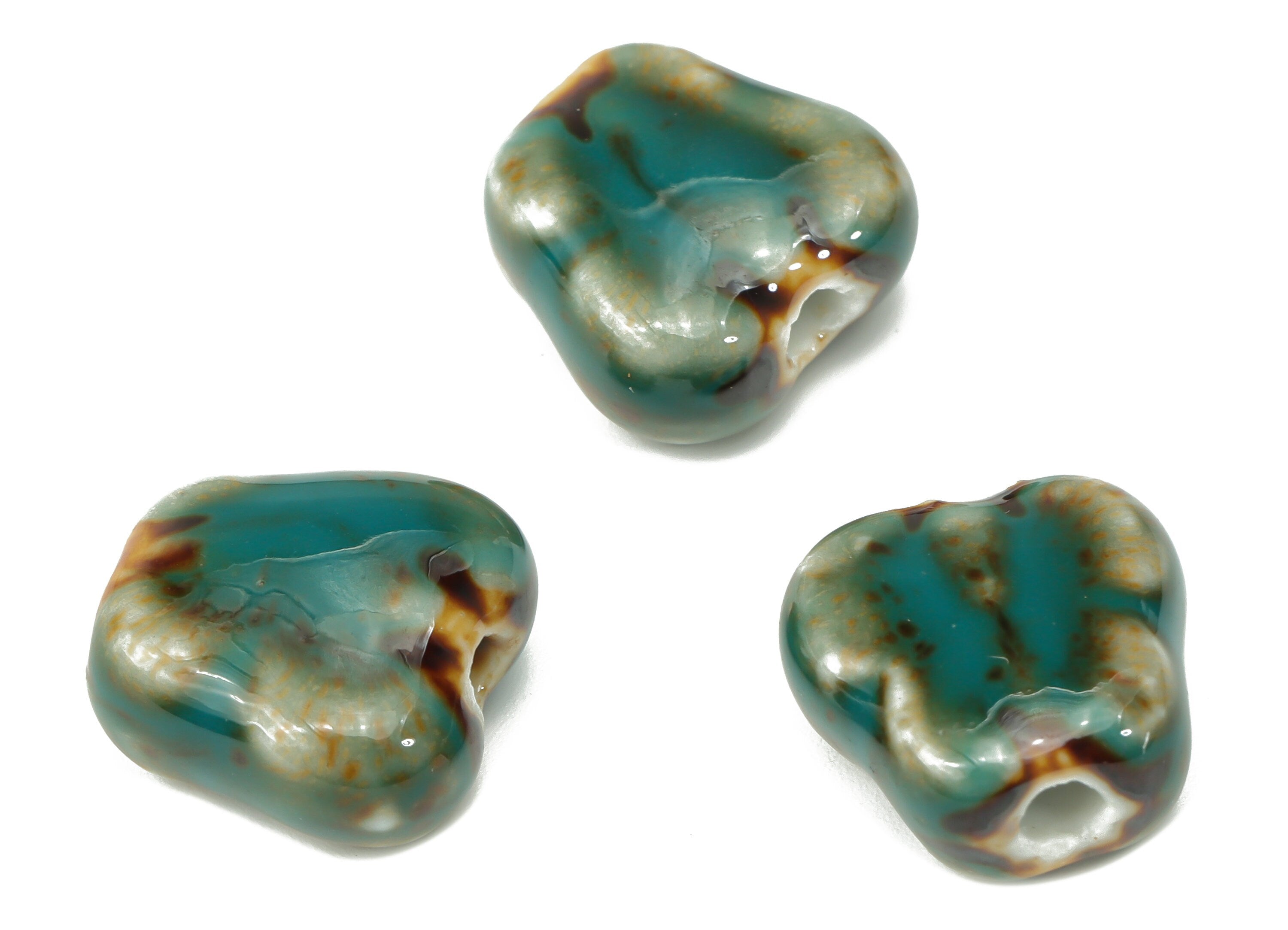 Glazed Ceramic Butterfly Beads - Carved Butterfly Beads - Handmade Connectors Beads - Bracelet Making Beads - 13.56x13.74mx7.55mm - NS1845 - DOMEDBAZAAR