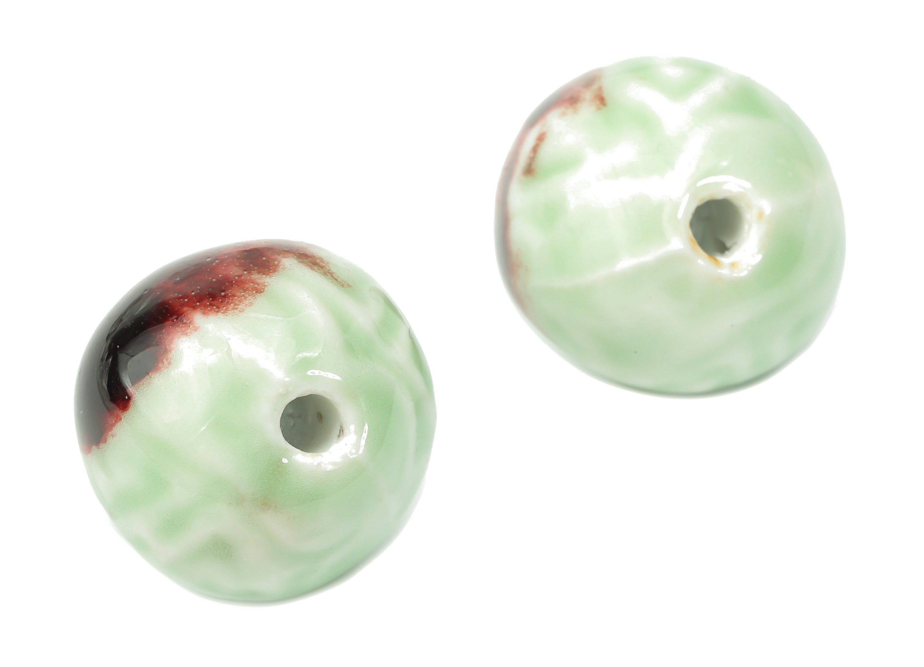 Glazed Ceramic Big Ball Beads - Carved Ball Beads - Handmade Beads - Bracelet Making Beads - Connectors Beads - 21.04x21.04x20.3mm - NS1819 - DOMEDBAZAAR