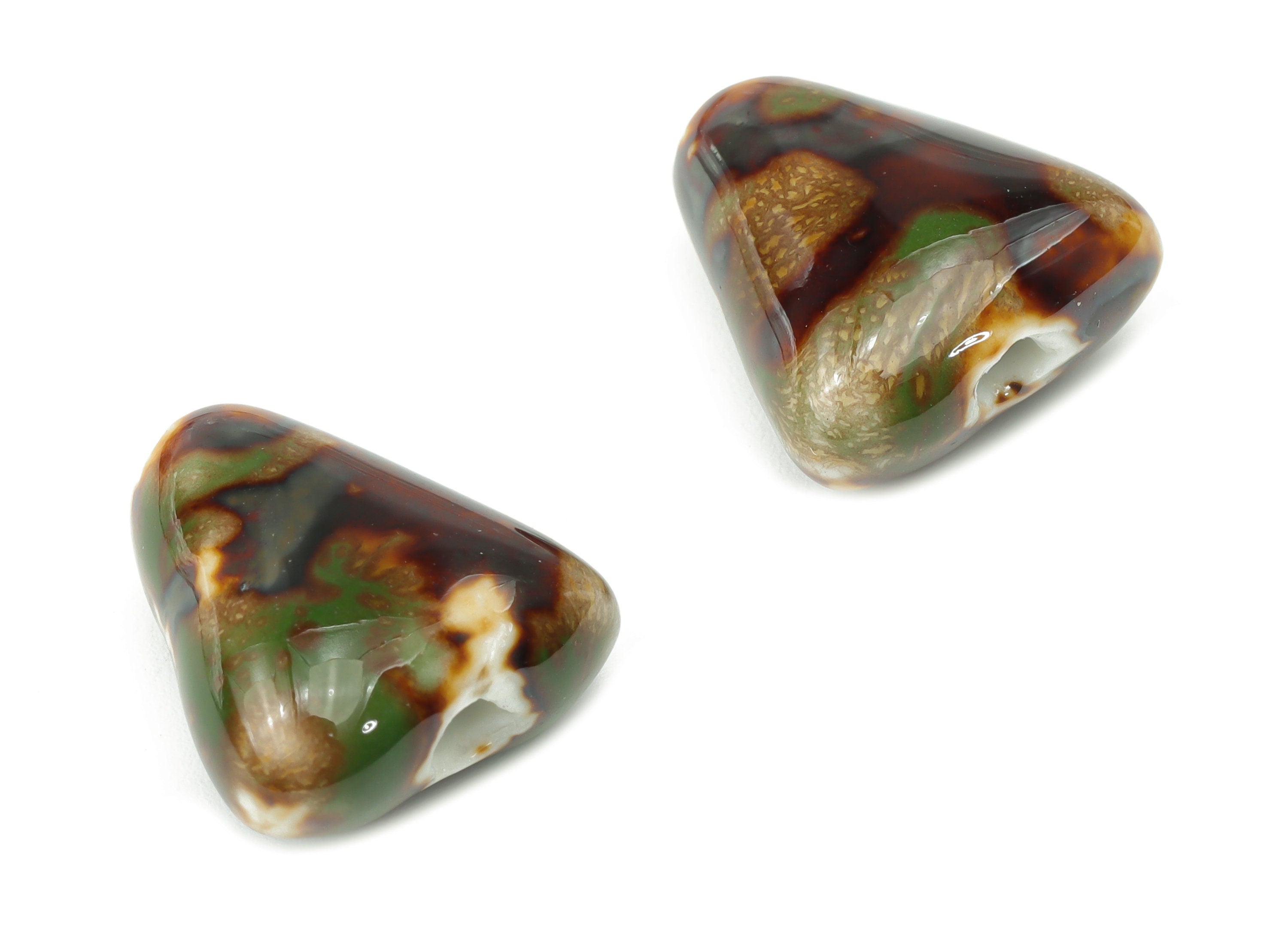 Glazed Ceramic Triangle Beads - Carved Triangle Beads - Handmade Beads - Bracelet Beads - Connectors Beads - 16.2x15.15x8.35mm - NS1812 - DOMEDBAZAAR