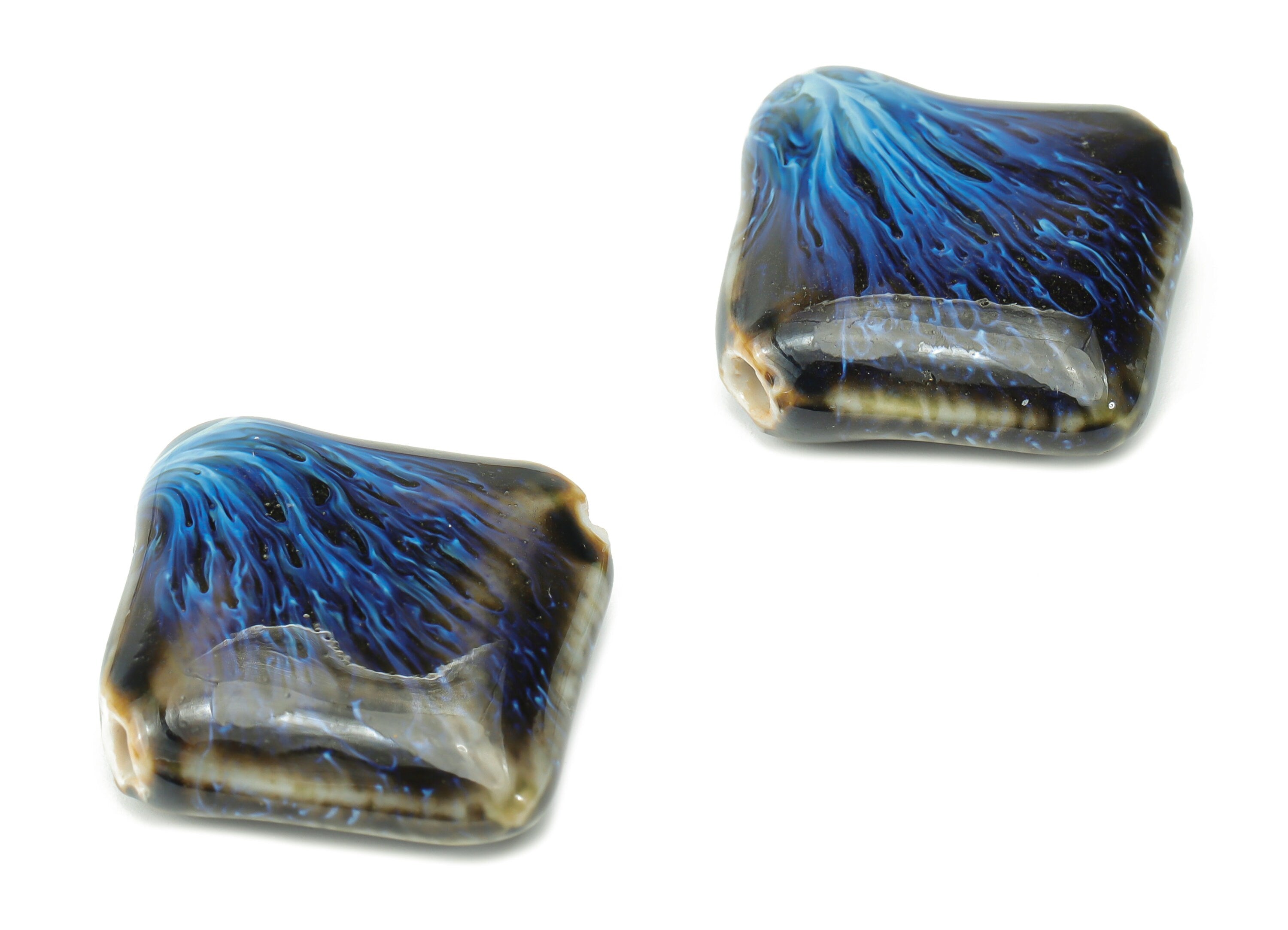 Glazed Ceramic Diamond Beads - Carved Rhombus Beads - Handmade Beads - Bracelet Beads - Connectors Beads - 25.54x25.54x8.84mm - NS1801 - DOMEDBAZAAR