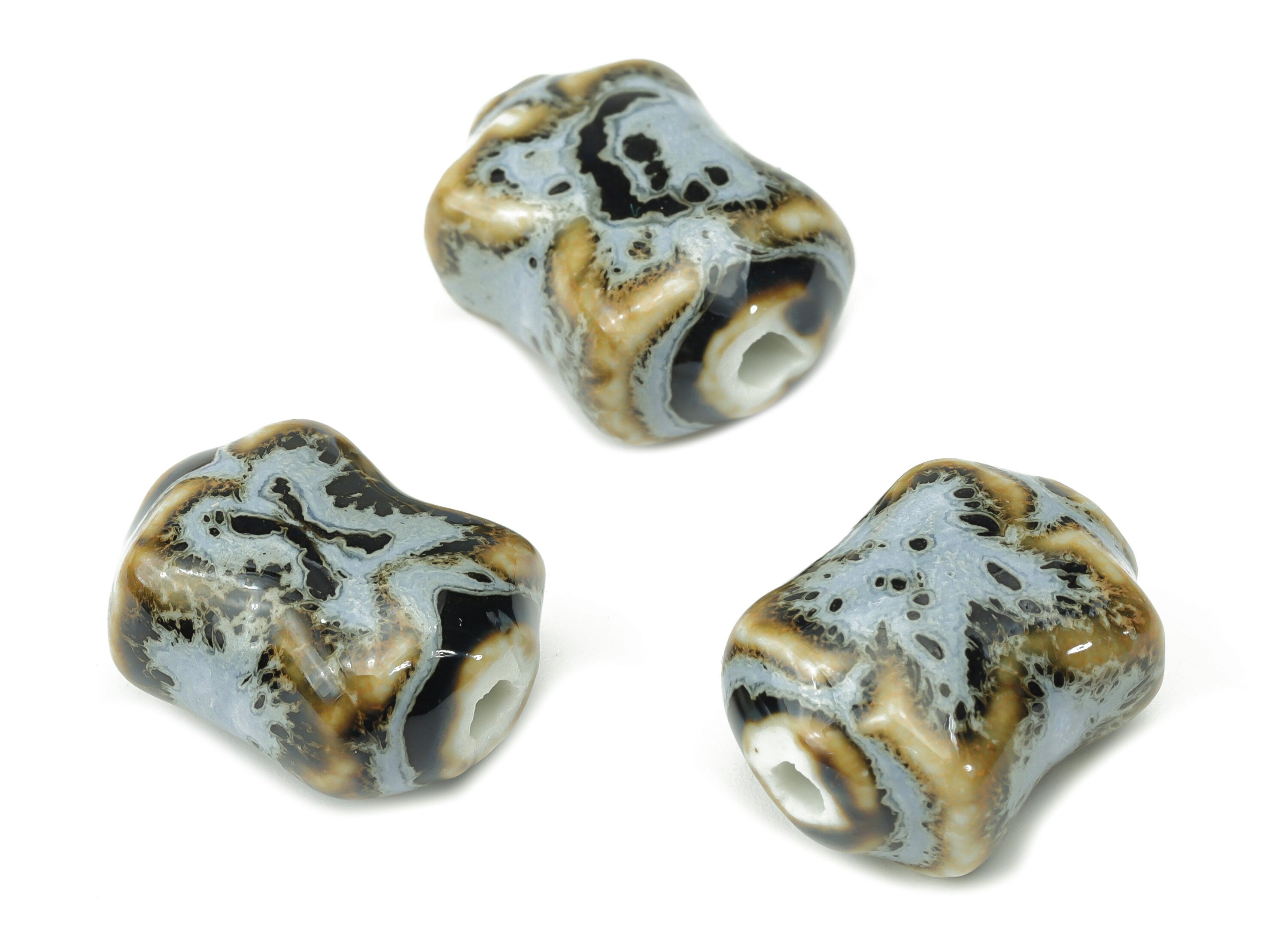 Glazed Ceramic Butterfly Beads - Carved Butterfly Beads - Handmade Connectors Beads - Bracelet Making Beads - 16.77x13.09x9.45mm - NS1785 - DOMEDBAZAAR