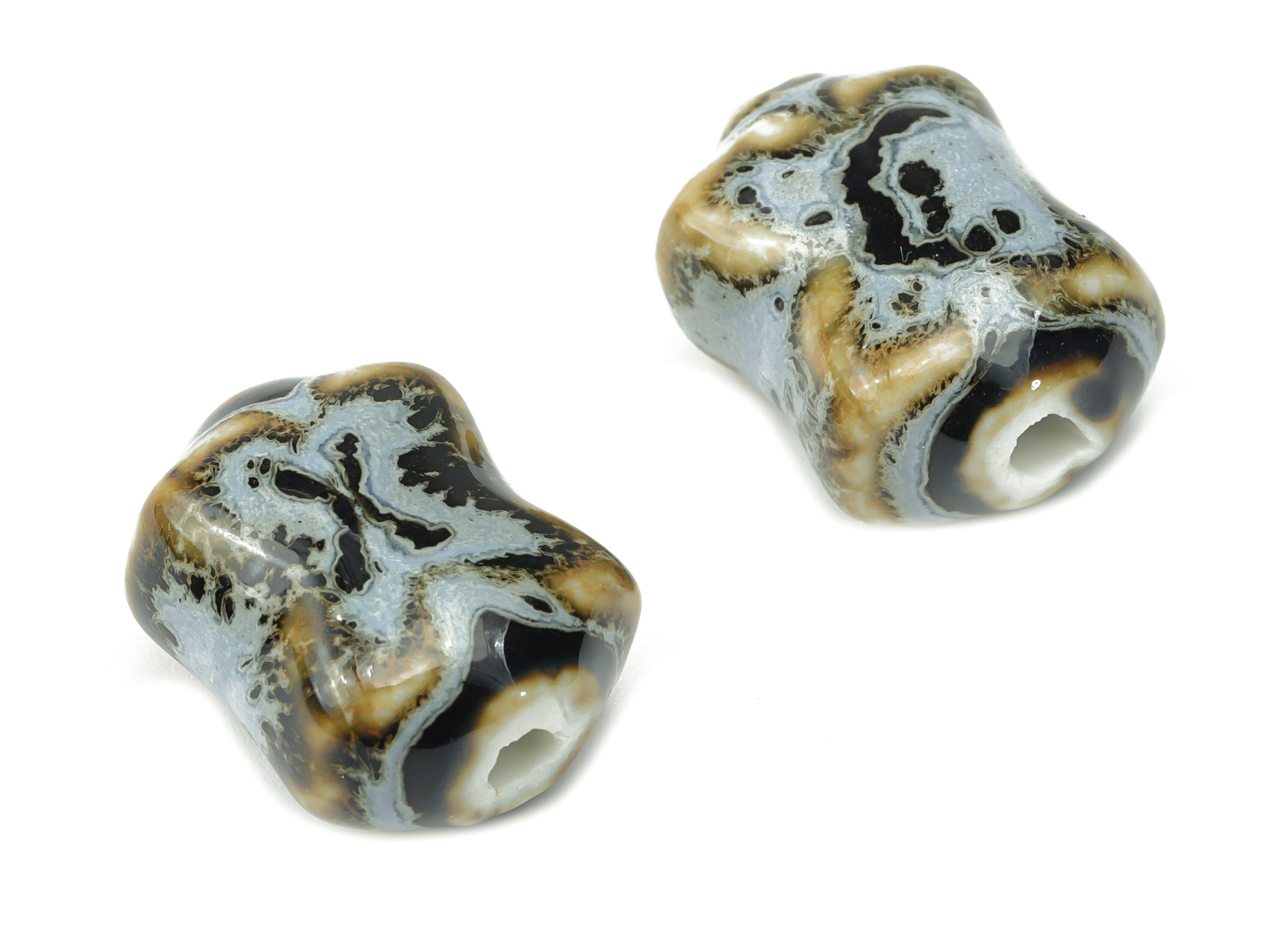 Glazed Ceramic Butterfly Beads - Carved Butterfly Beads - Handmade Connectors Beads - Bracelet Making Beads - 16.77x13.09x9.45mm - NS1785 - DOMEDBAZAAR