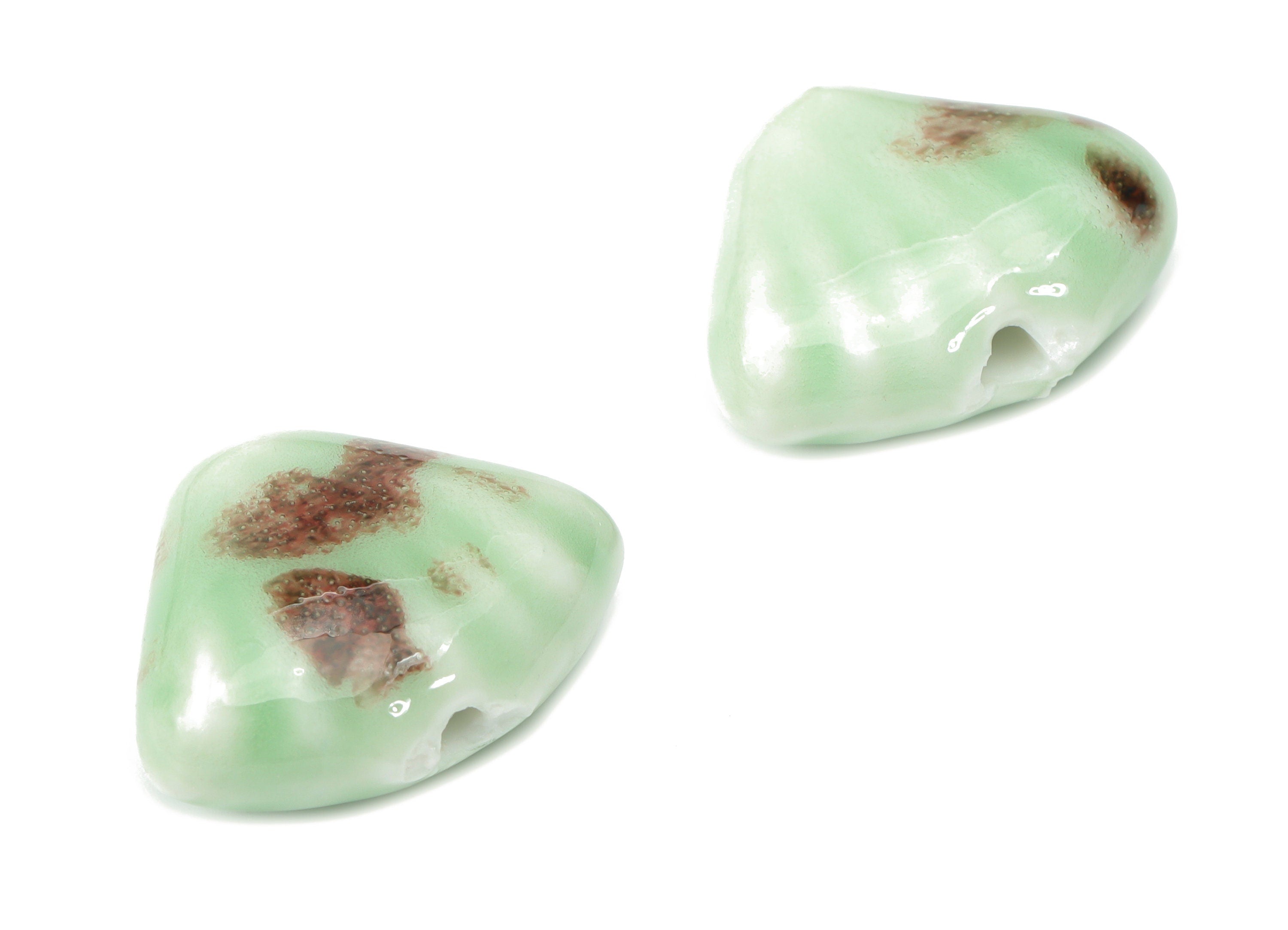 Glazed Ceramic Shell Beads - Carved Fan Beads - Handmade Beads - Bracelet Making Beads - Connectors Beads - 23.07x17.76x8.98mm - NS1814 - DOMEDBAZAAR