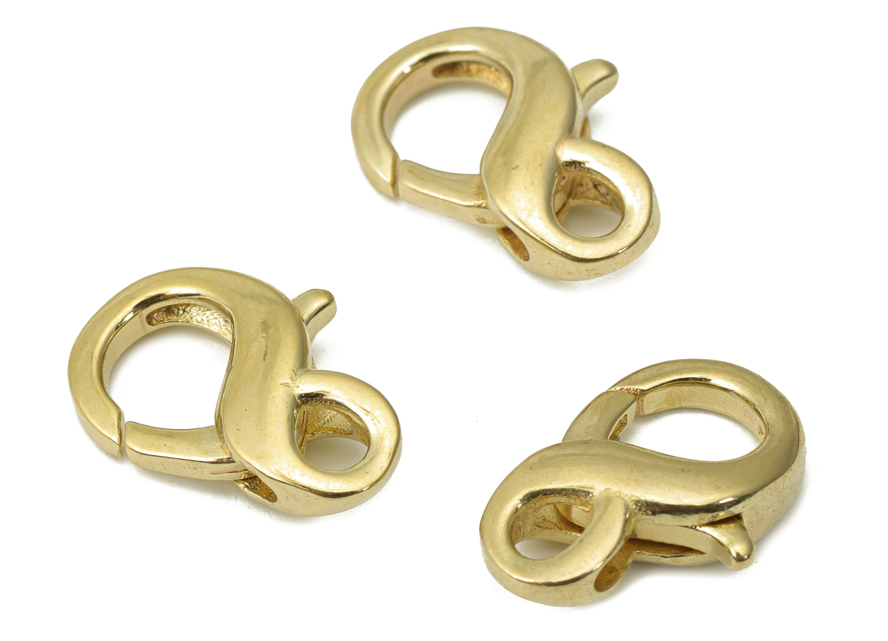 Brass Double Lobster Clasps – Raw Brass Lobster Claw Clasp – Infinity Lobster Clasp – Parrot Clasp – Jewelry Supplies - 15x10x4mm - PP5238 - DOMEDBAZAAR