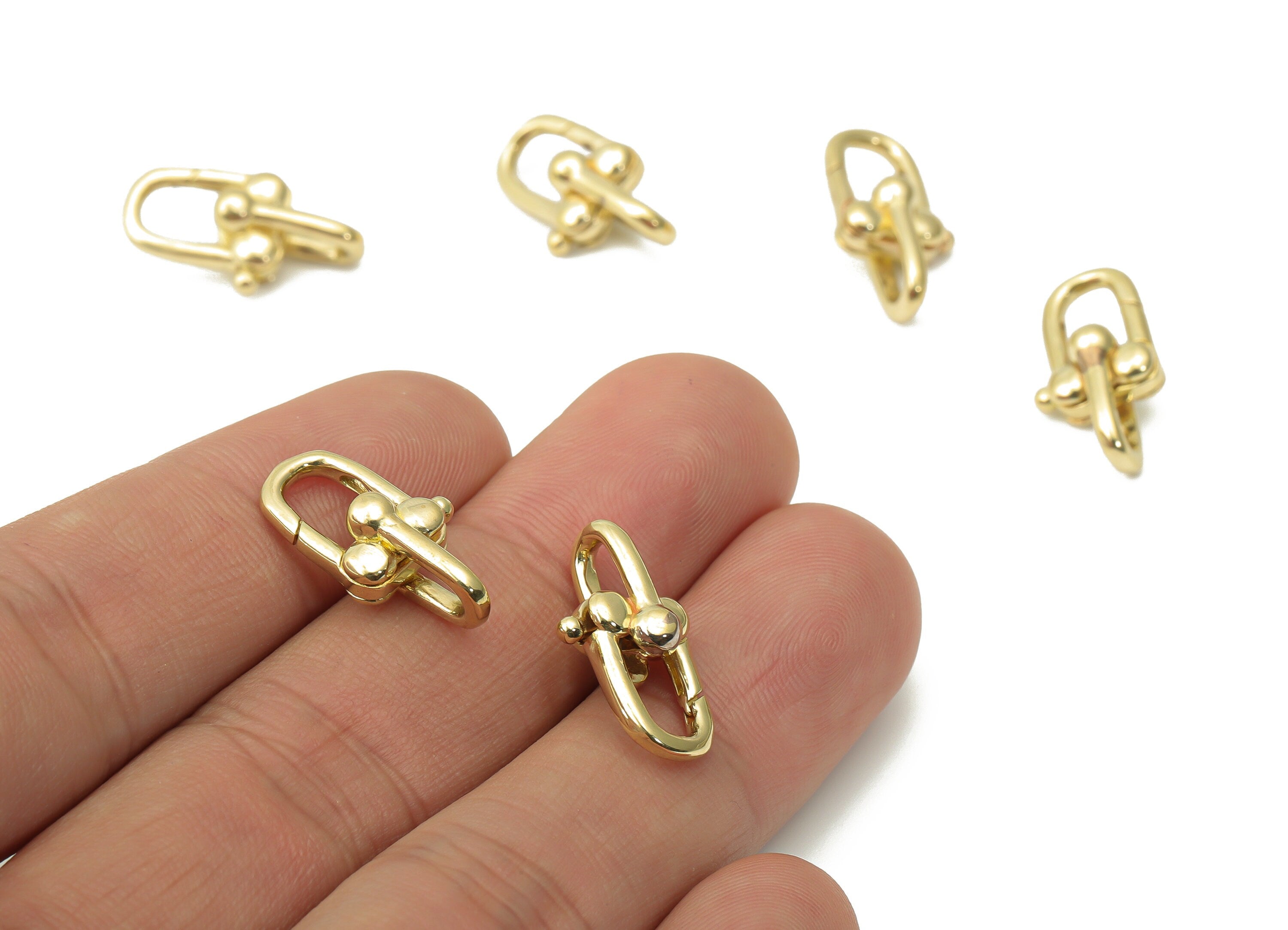 Raw Brass Double U Lobster Claw - Brass Trigger Clasps – Jewelry Clasps - Brass U Clasps - Jewelry Supplies - 19.71x10.7x7.5mm - PP5225 - DOMEDBAZAAR