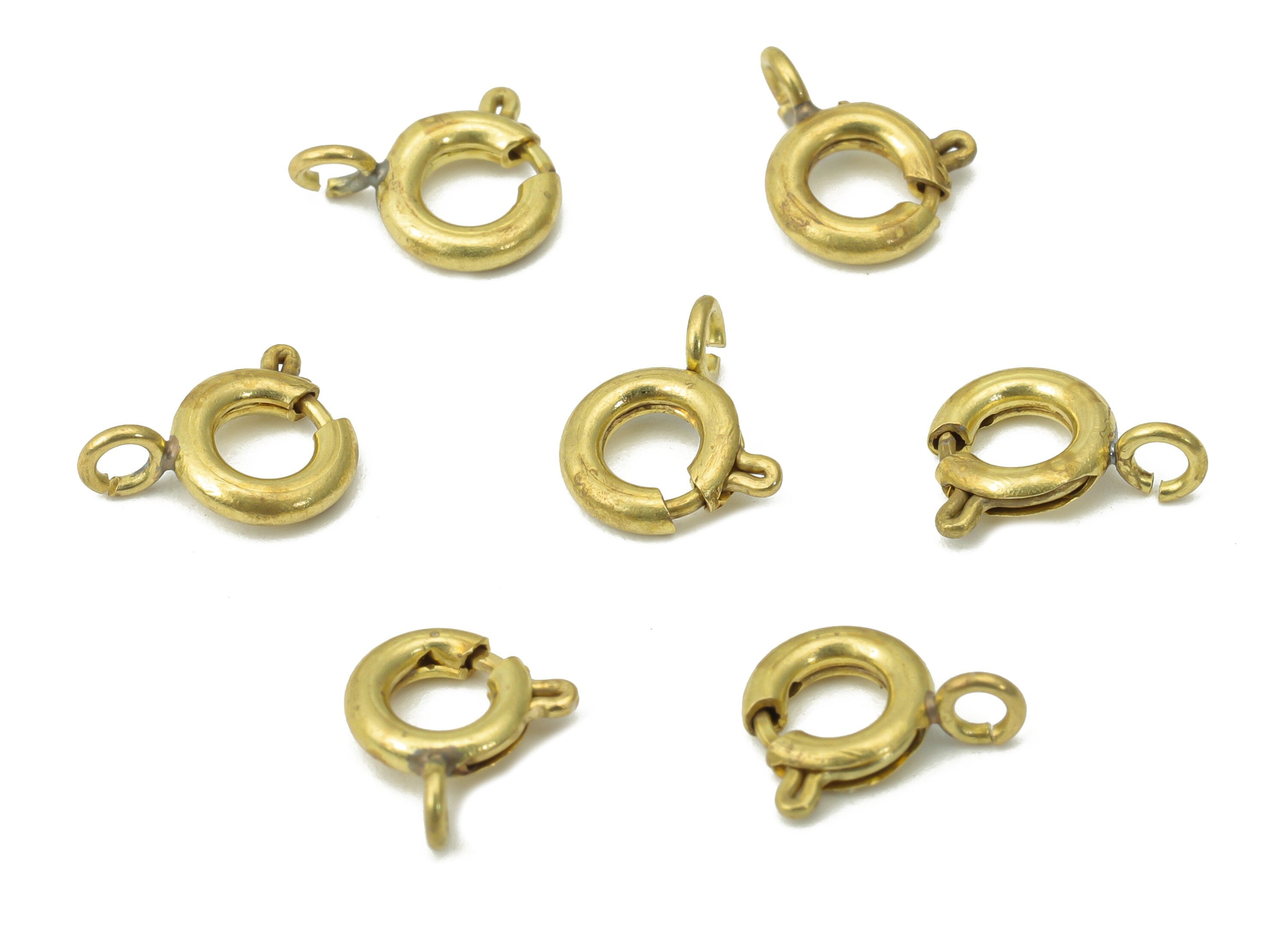 Brass Mini Round Spring Ring Clasp - 7mm - Jewelry Clasps - Raw Brass Circle Trigger Clasps - Jewelry Supplies - 7.48x5.54x1.25mm - PP5216 - DOMEDBAZAAR