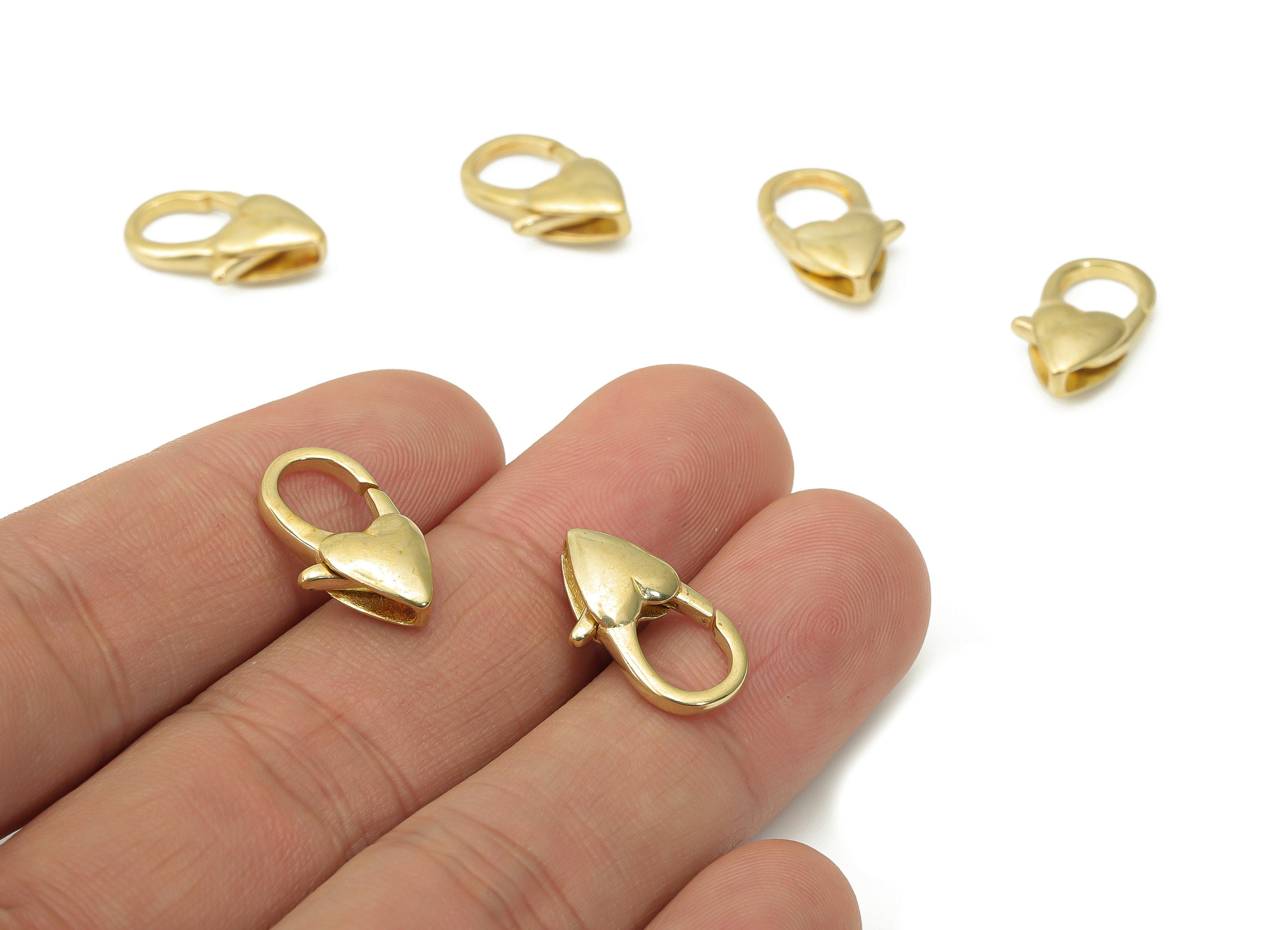 Raw Brass Heart Lobster Claw - Brass Trigger Clasps – Jewelry Clasps - Brass Parrot Clasps - Jewelry Supplies - 17.85x9.98x4.79mm - PP5250 - DOMEDBAZAAR