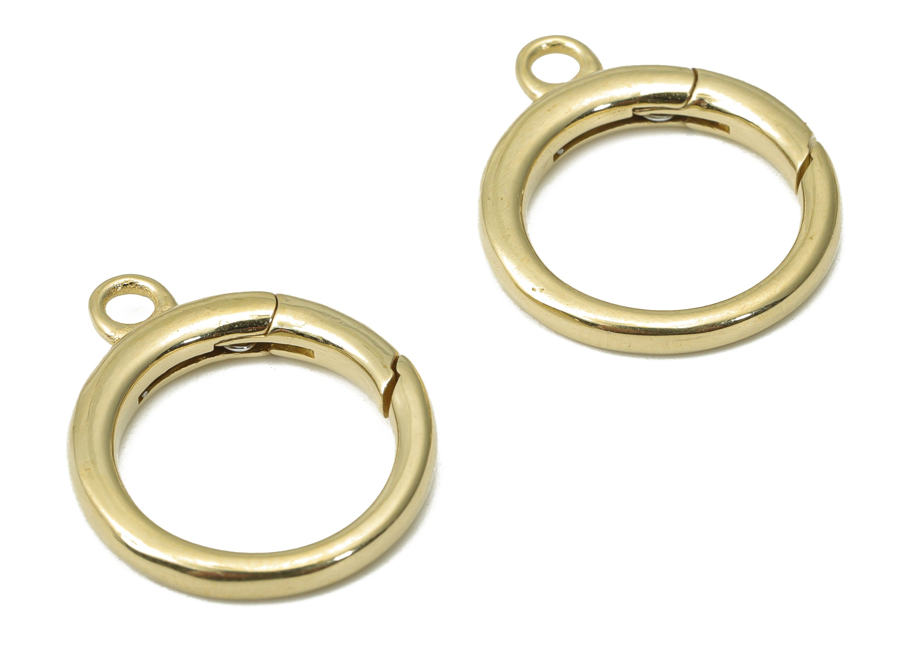 Raw Brass Round Hoop Lobster Claw - Brass Circle Trigger Clasps - Raw Brass Clasp – Jewelry Making Supplies - 21.95x17.63x3mm - PP5248 - DOMEDBAZAAR