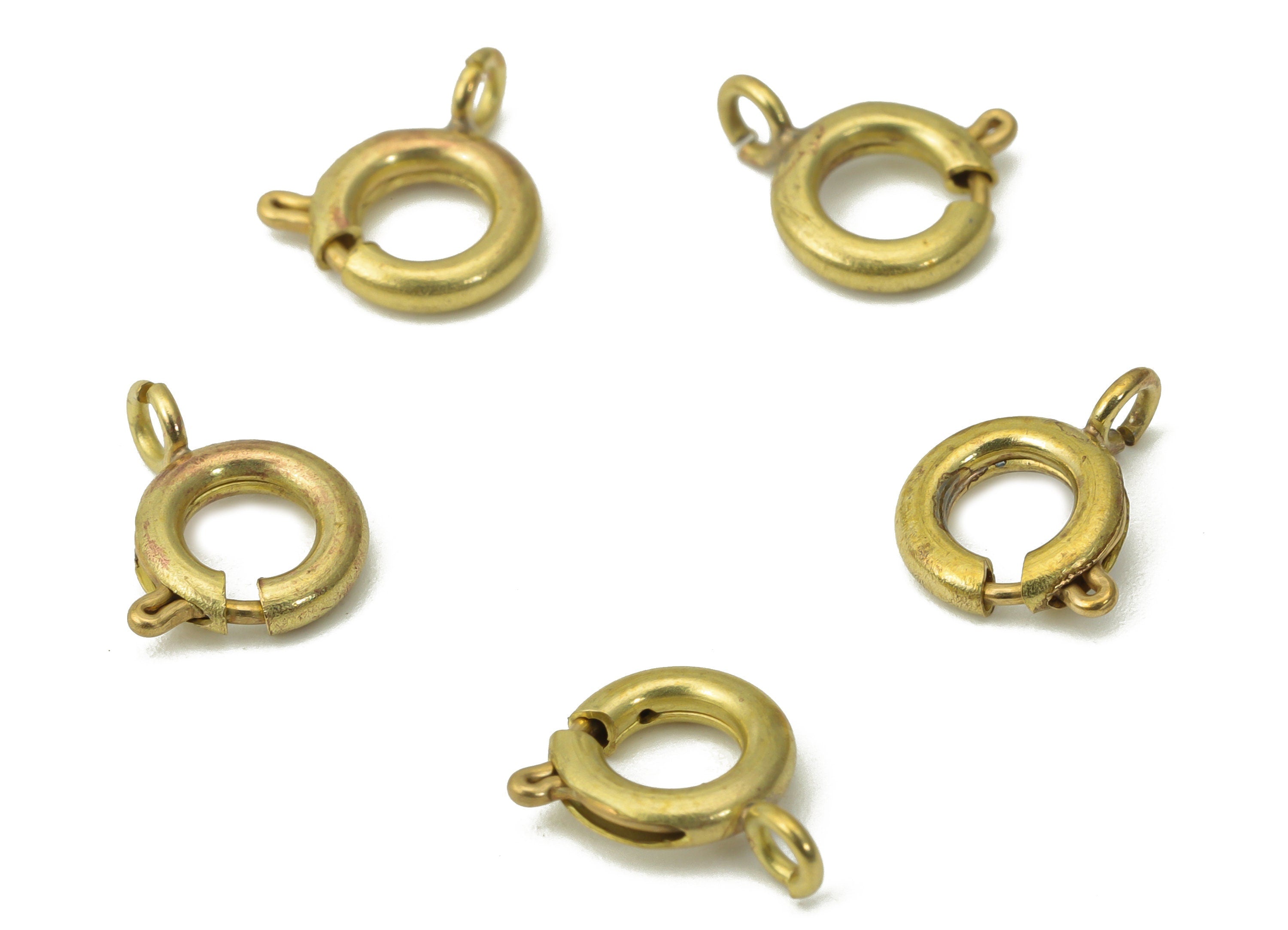 Brass Mini Round Lobster Claw - 9mm - Jewelry Clasps - Raw Brass Mini Circle Trigger Clasps - Jewelry Supplies - 9.72x7x1.7mm - PP5218 - DOMEDBAZAAR