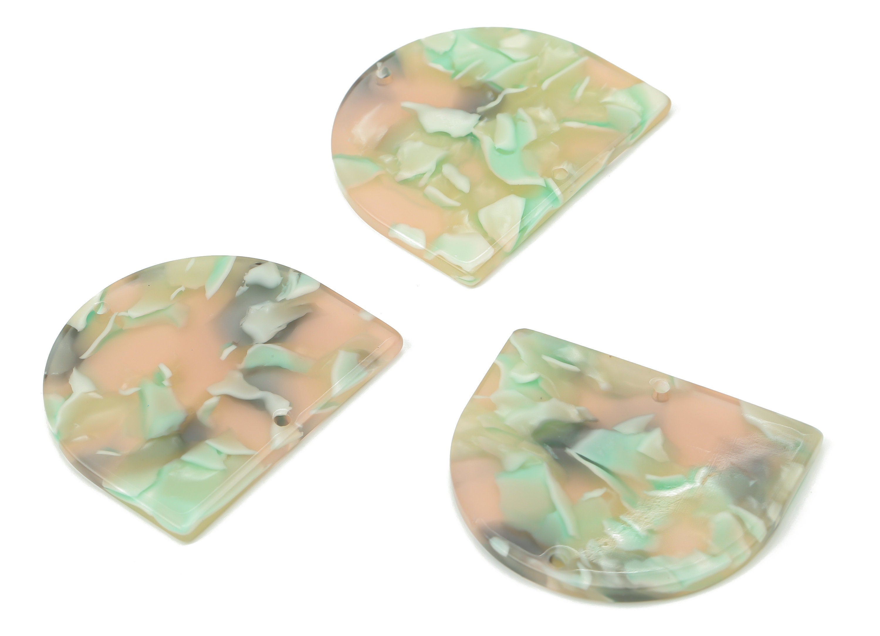 Acetate D Domed Earring Connector - Acetate Semicircle Charms - Jewelry Supplies - Color Code: A265 - 34.11x28.86x2.67mm - AC1634-A265 - DOMEDBAZAAR