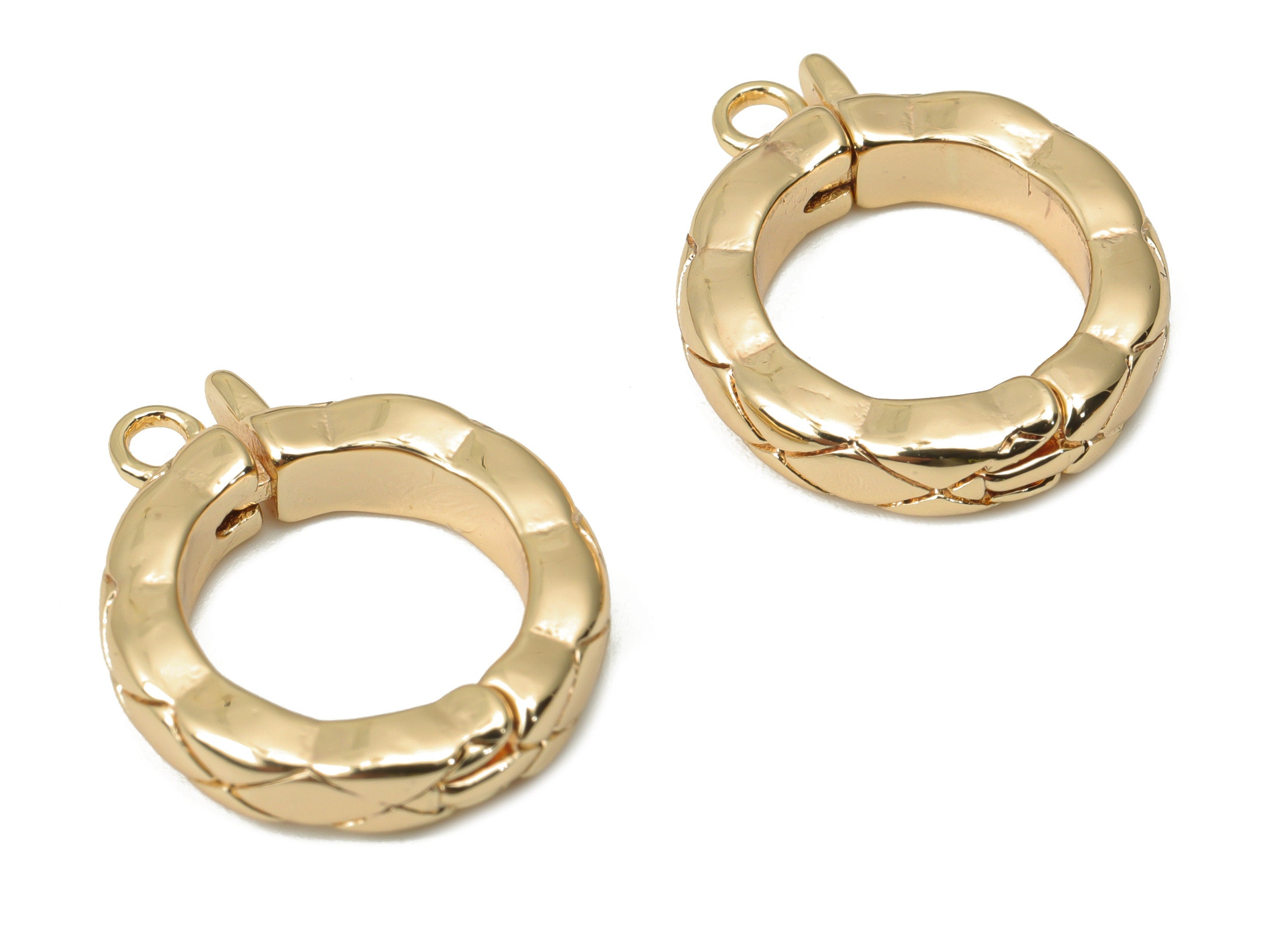 Brass Snakeskin Texture Round Clasp - Gold Plated Circle Clasp - 18K Real Gold Plated Brass – Jewelry Supplies - 16.81x13.81x3.1mm - RGP4413 - DOMEDBAZAAR