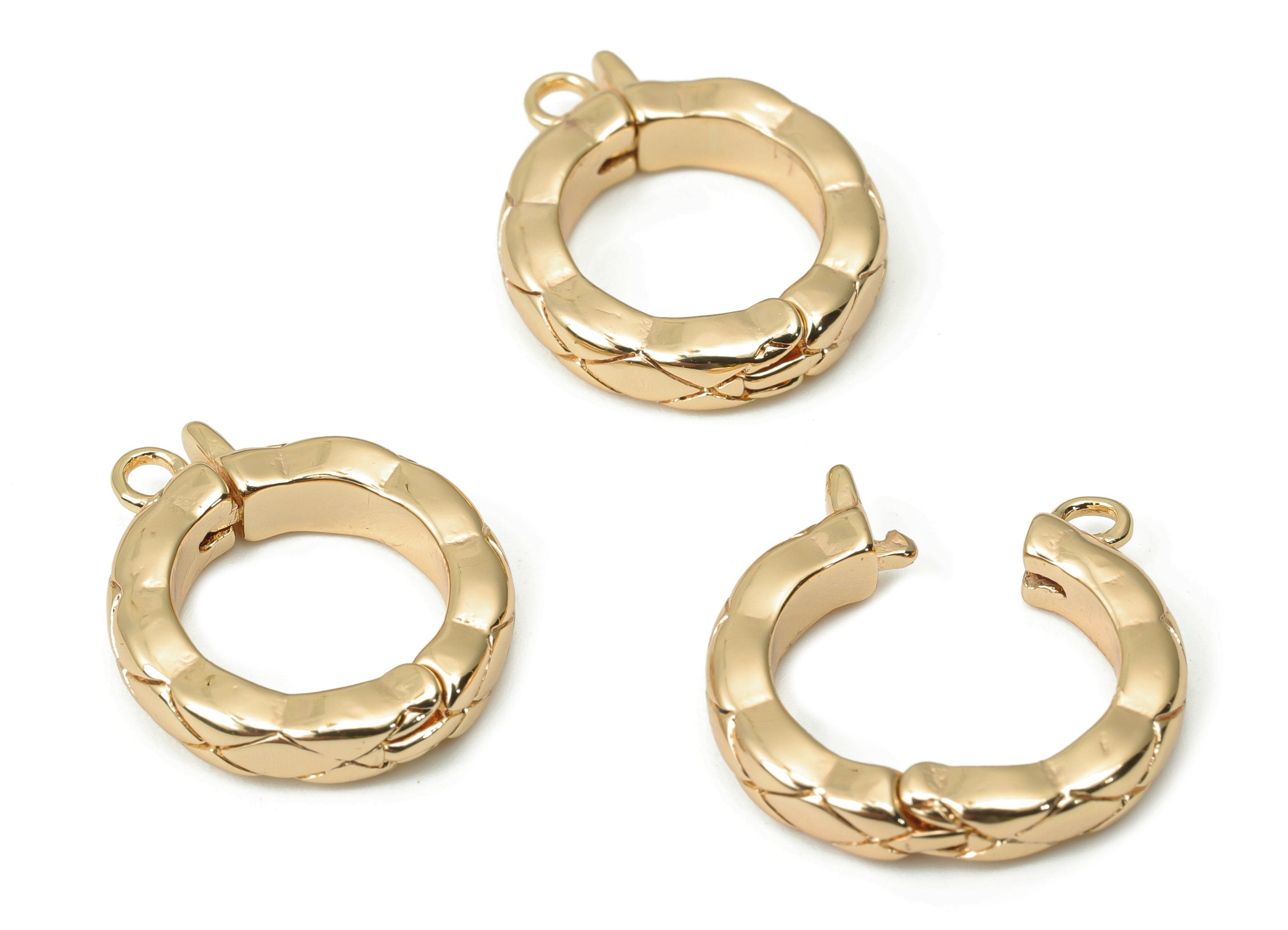 Brass Snakeskin Texture Round Clasp - Gold Plated Circle Clasp - 18K Real Gold Plated Brass – Jewelry Supplies - 16.81x13.81x3.1mm - RGP4413 - DOMEDBAZAAR
