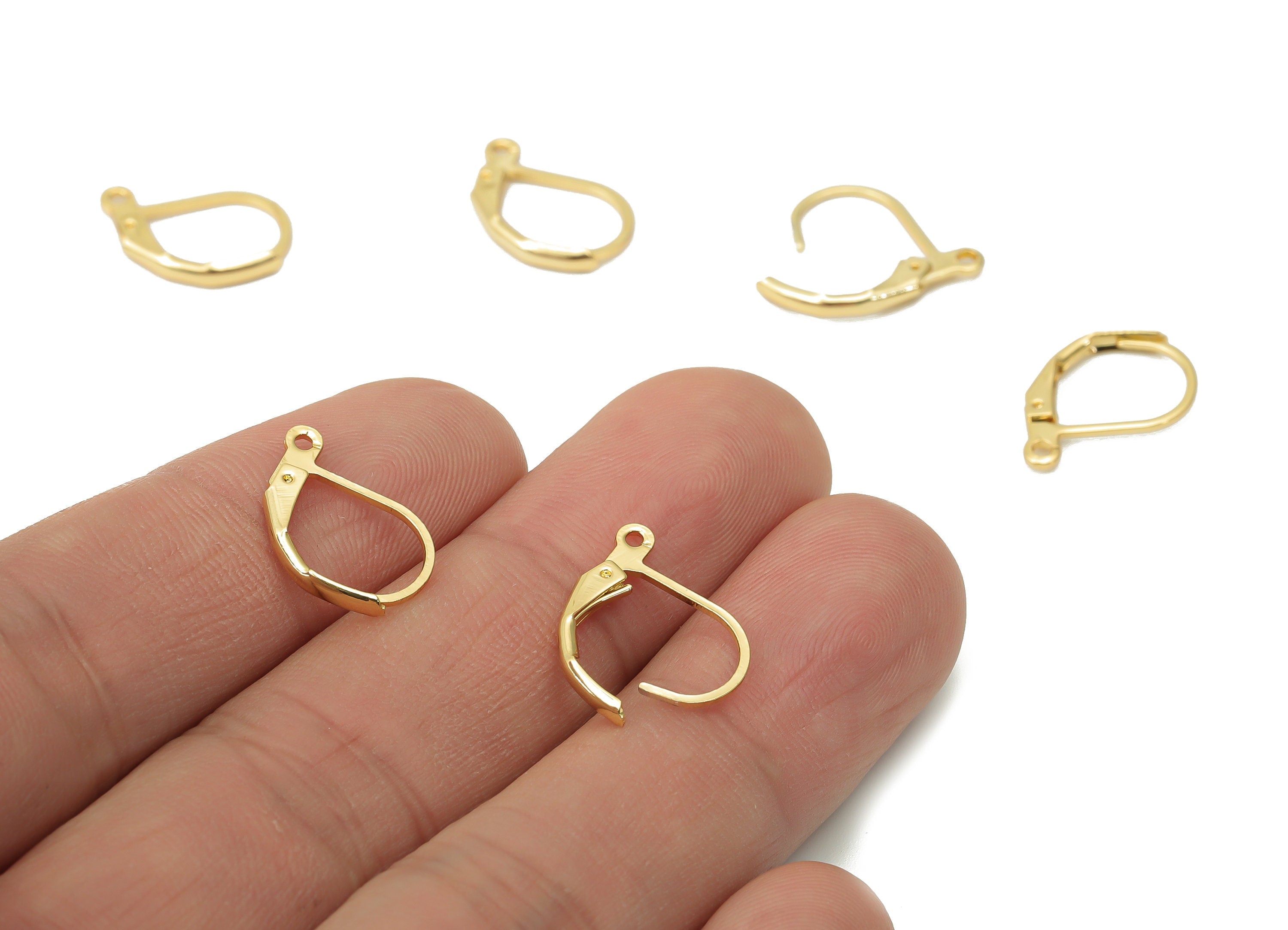 Brass Plain Leverback - Gold Leverback Earring Clasp - 18K Real Gold Plated Brass - Jewelry Making Supplies - 16.48x10.04x1.78mm - RGP4362 - DOMEDBAZAAR