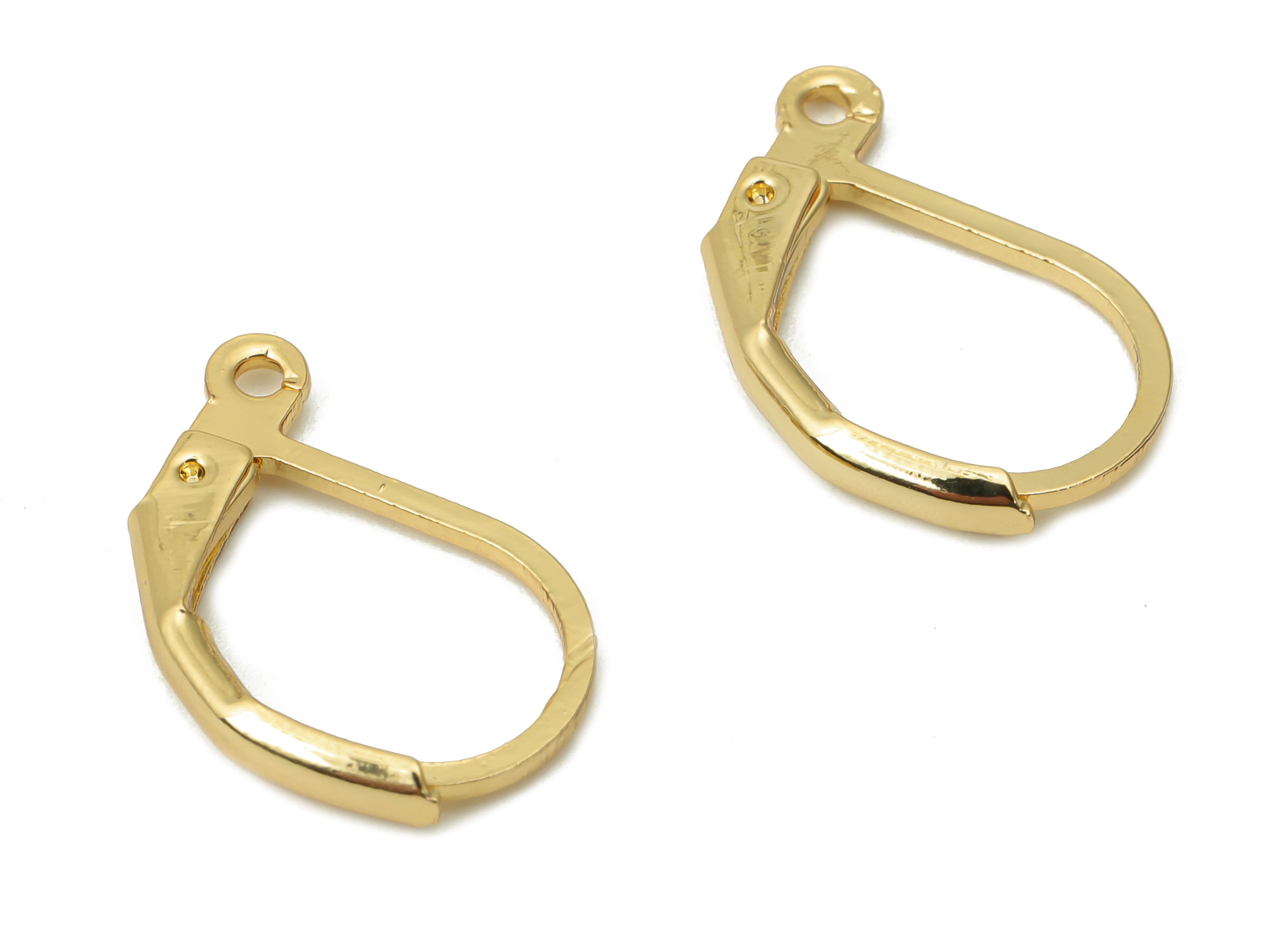 Brass Plain Leverback - Gold Leverback Earring Clasp - 18K Real Gold Plated Brass - Jewelry Making Supplies - 16.48x10.04x1.78mm - RGP4362 - DOMEDBAZAAR