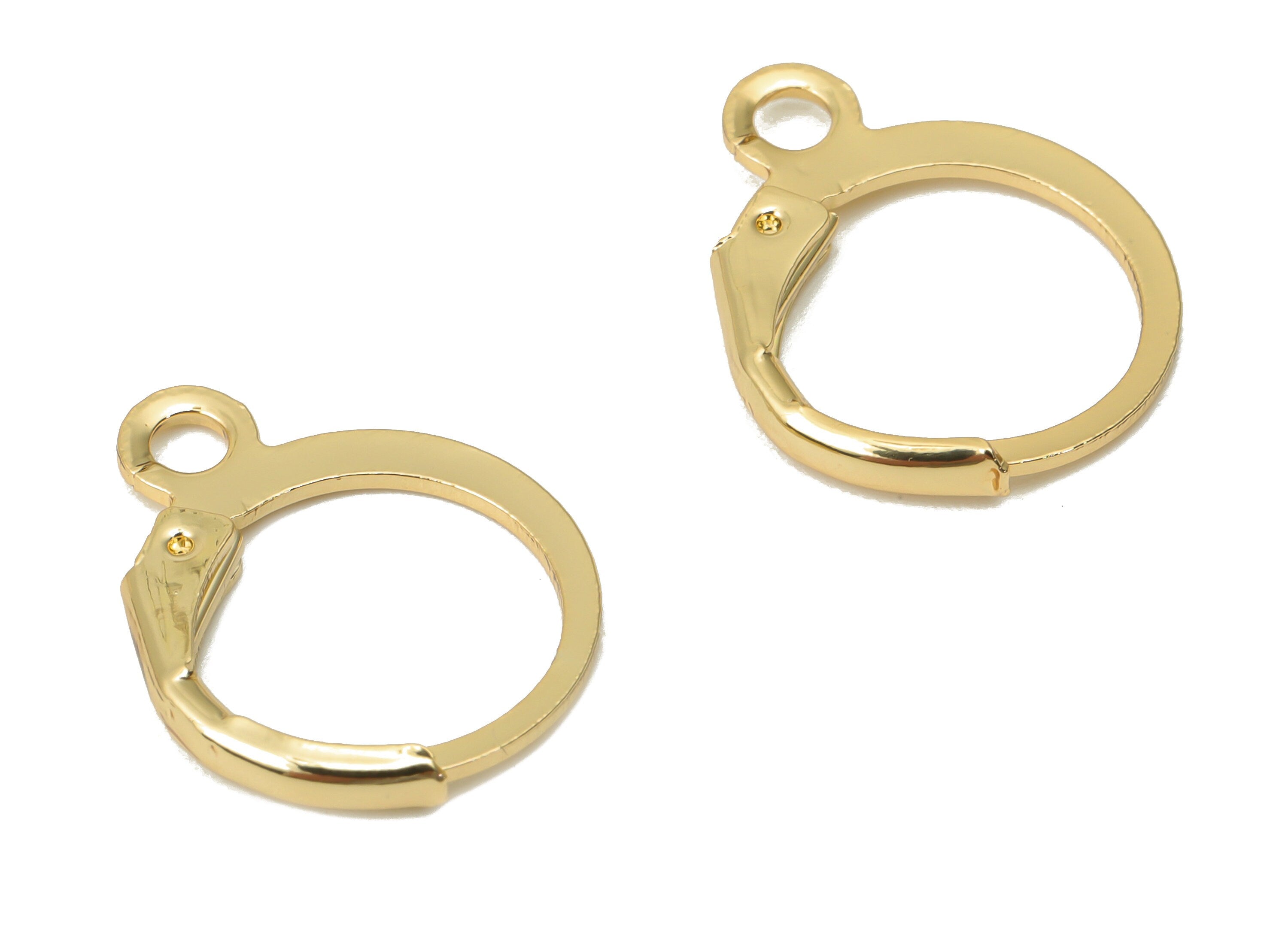 Brass Plain Leverback - Gold Leverback Earring Clasp - 18K Real Gold Plated Brass - Jewelry Making Supplies - 15.63x12.61x1.94mm - RGP4361 - DOMEDBAZAAR