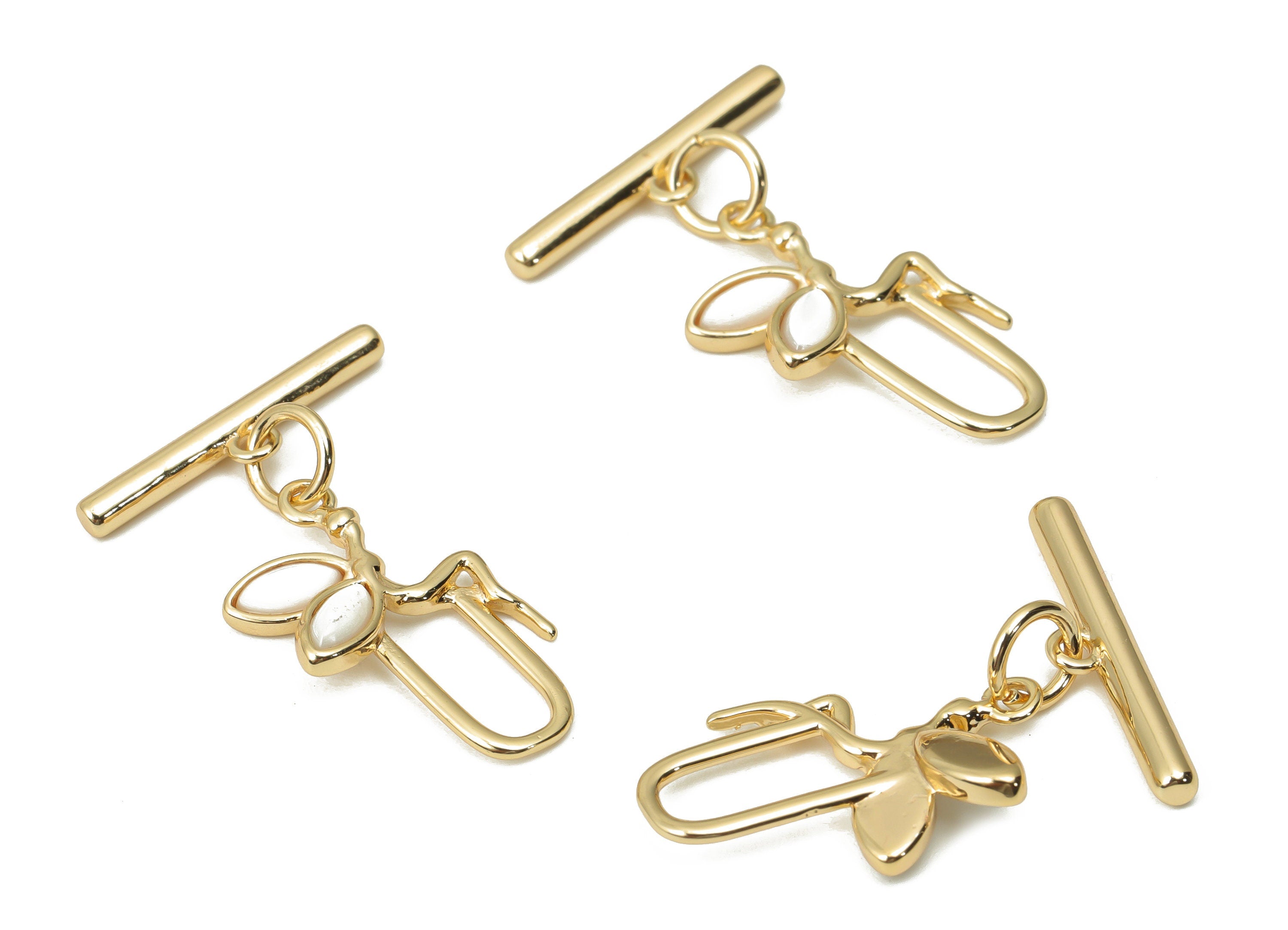 Brass Woman Wings Earring Toggle Clasp – Shell Angle Toggle Clasp – 18K Real Gold Plated Brass - Jewelry Supplies - 24x16.9x3.8mm - RGP4371 - DOMEDBAZAAR