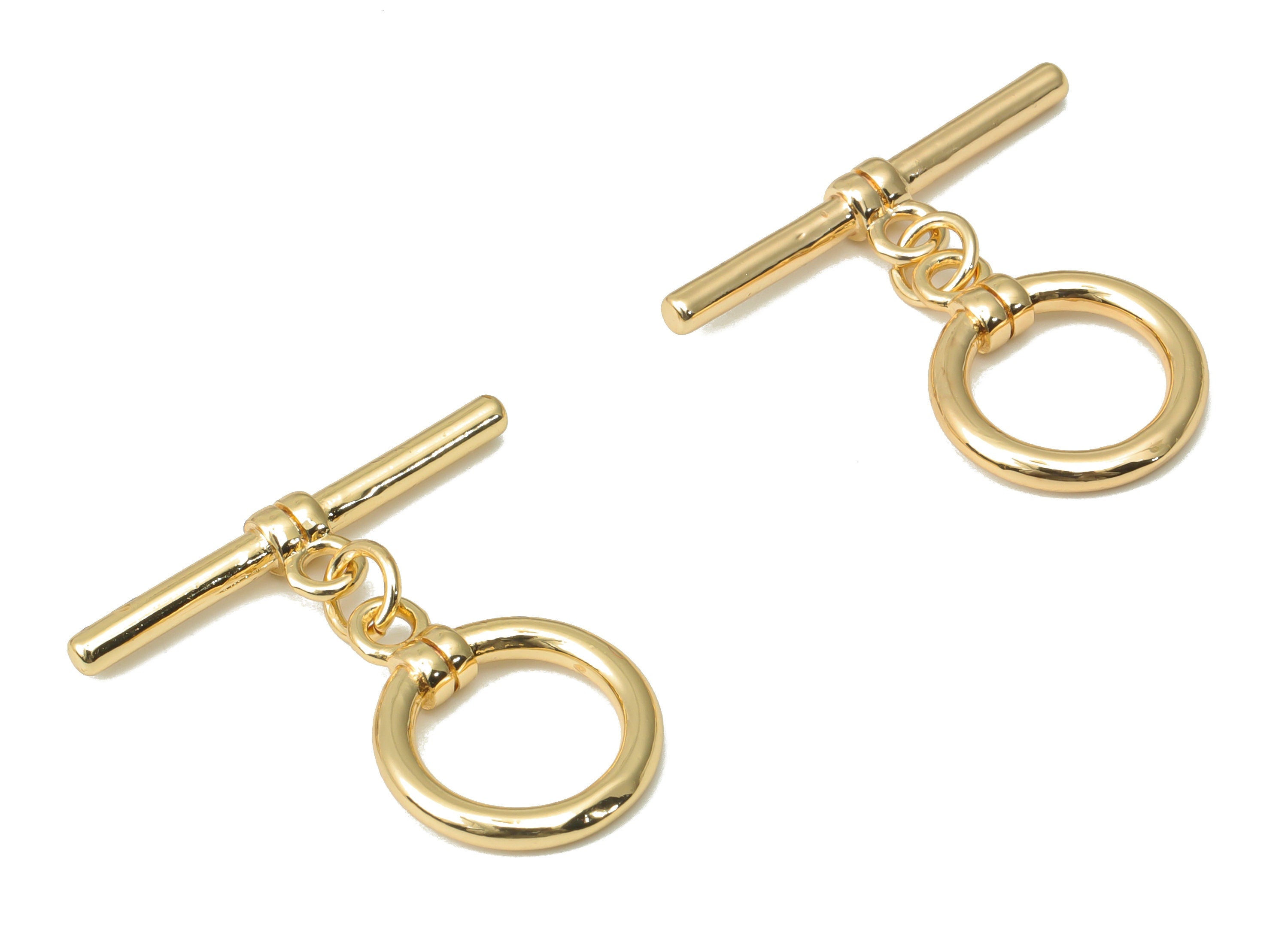 Brass Round Toggle Clasps – Gold Plated Ring Circle Toggle Clasp - 18K Real Gold Plated Brass – Jewelry Supplies - 26.04x25.8x2.1mm- RGP4517 - DOMEDBAZAAR