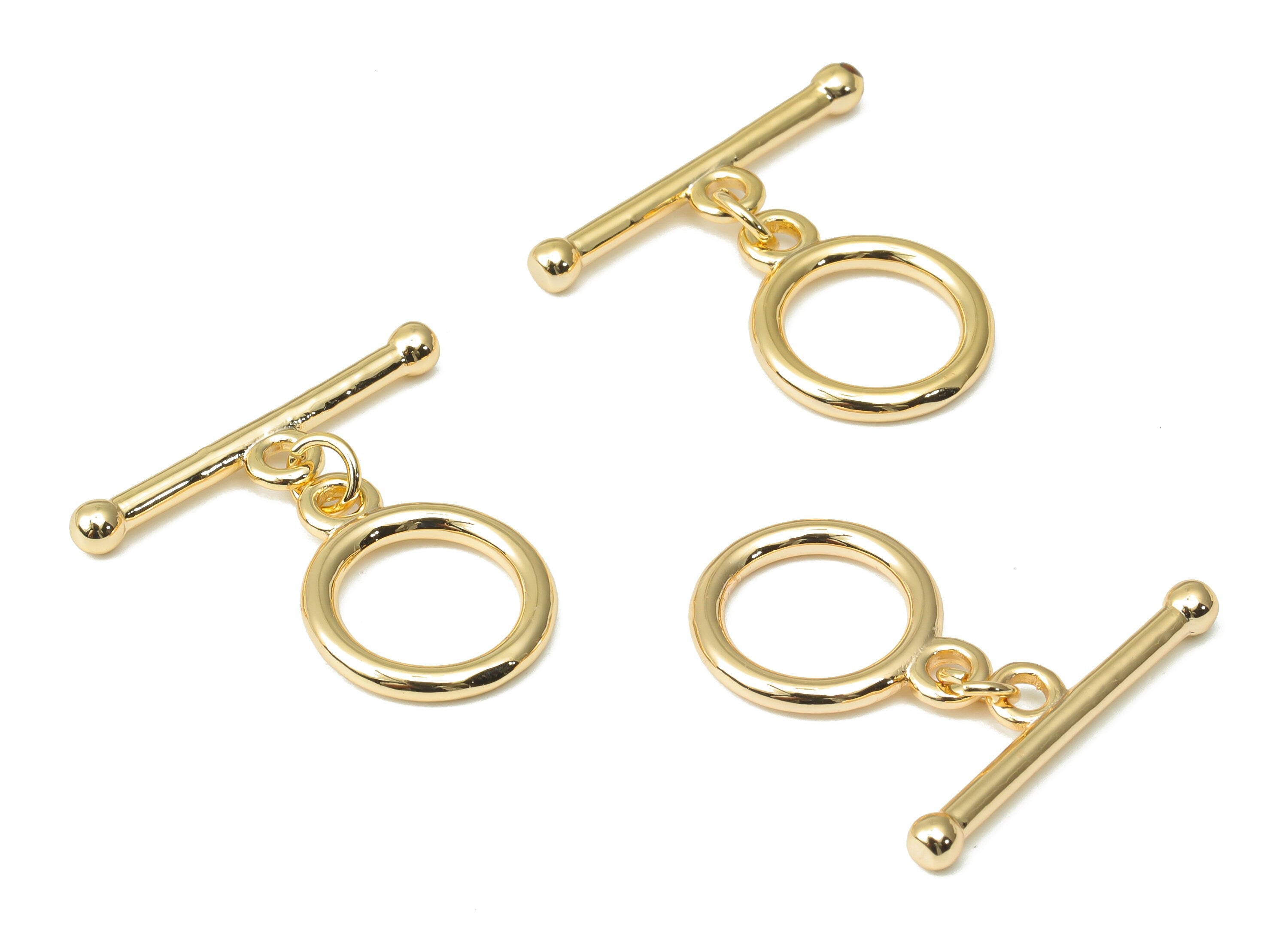 Brass Round Toggle Clasps – Gold Plated Ring Circle Toggle Clasp - 18K Real Gold Plated Brass – Jewelry Supplies - 26.2x25.4x3.2mm - RGP4516 - DOMEDBAZAAR