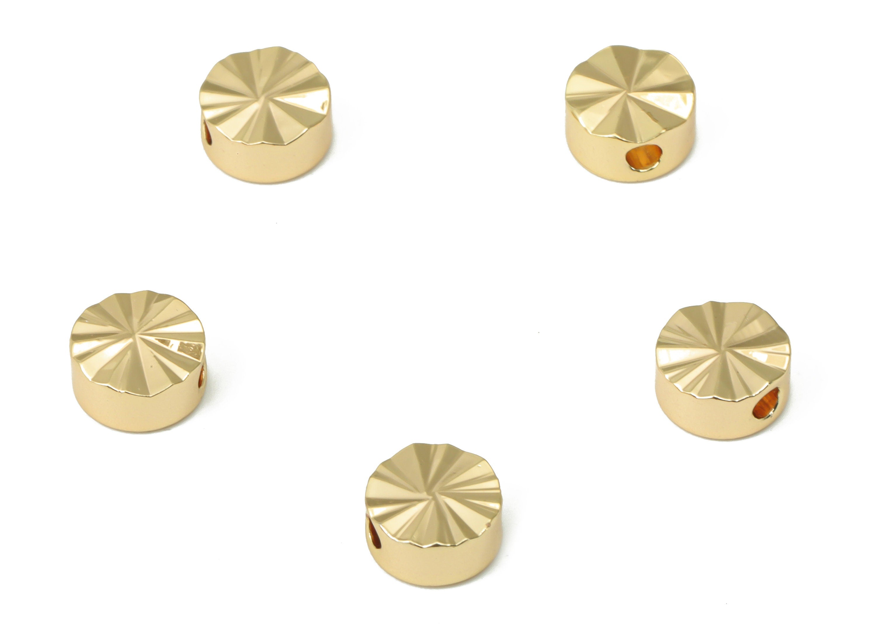 Gold Plated Round Beads - Sun Shine Beads - Brass Round Beads - Bracelet Beads - 18K Real Gold Plated Brass - 6.03x6.03x3.14mm - RGP4429 - DOMEDBAZAAR