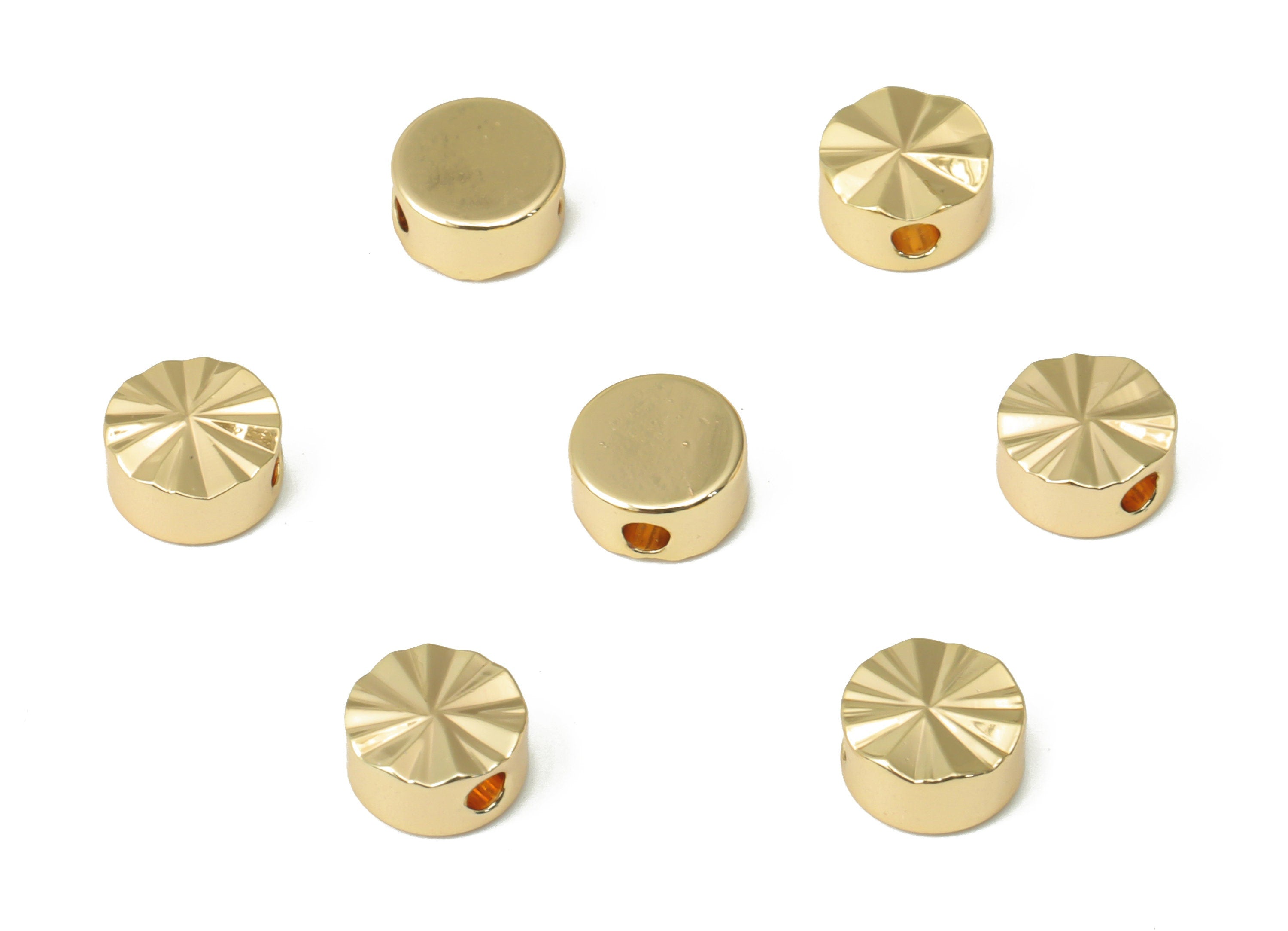 Gold Plated Round Beads - Sun Shine Beads - Brass Round Beads - Bracelet Beads - 18K Real Gold Plated Brass - 6.03x6.03x3.14mm - RGP4429 - DOMEDBAZAAR