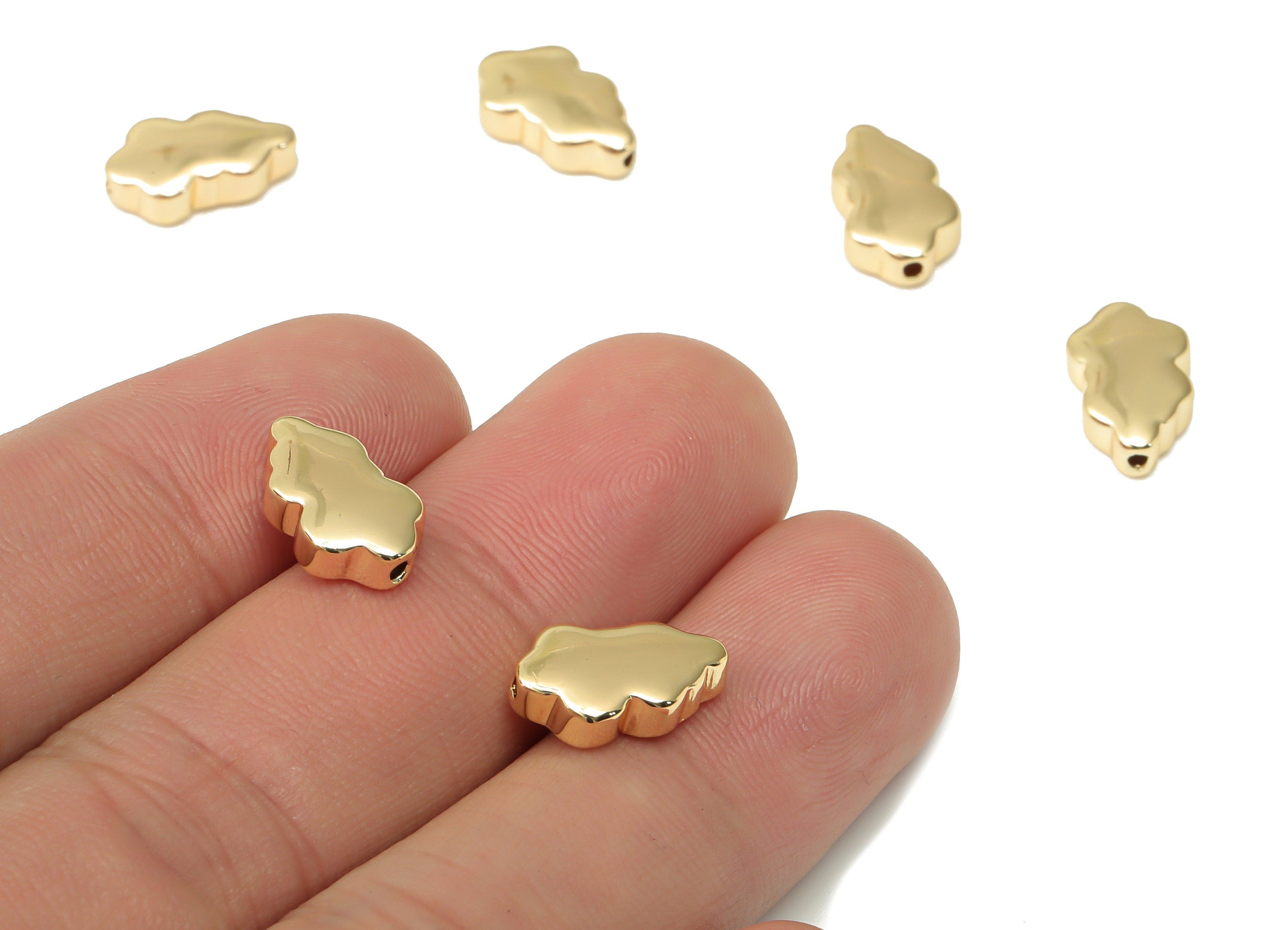 Gold Cloud Beads – Brass Cloud Spacer Beads – Bracelet Beads - 18K Real Gold Plated Brass - Jewelry Supplies - 13.1x7.82x3.97mm - RGP4465 - DOMEDBAZAAR