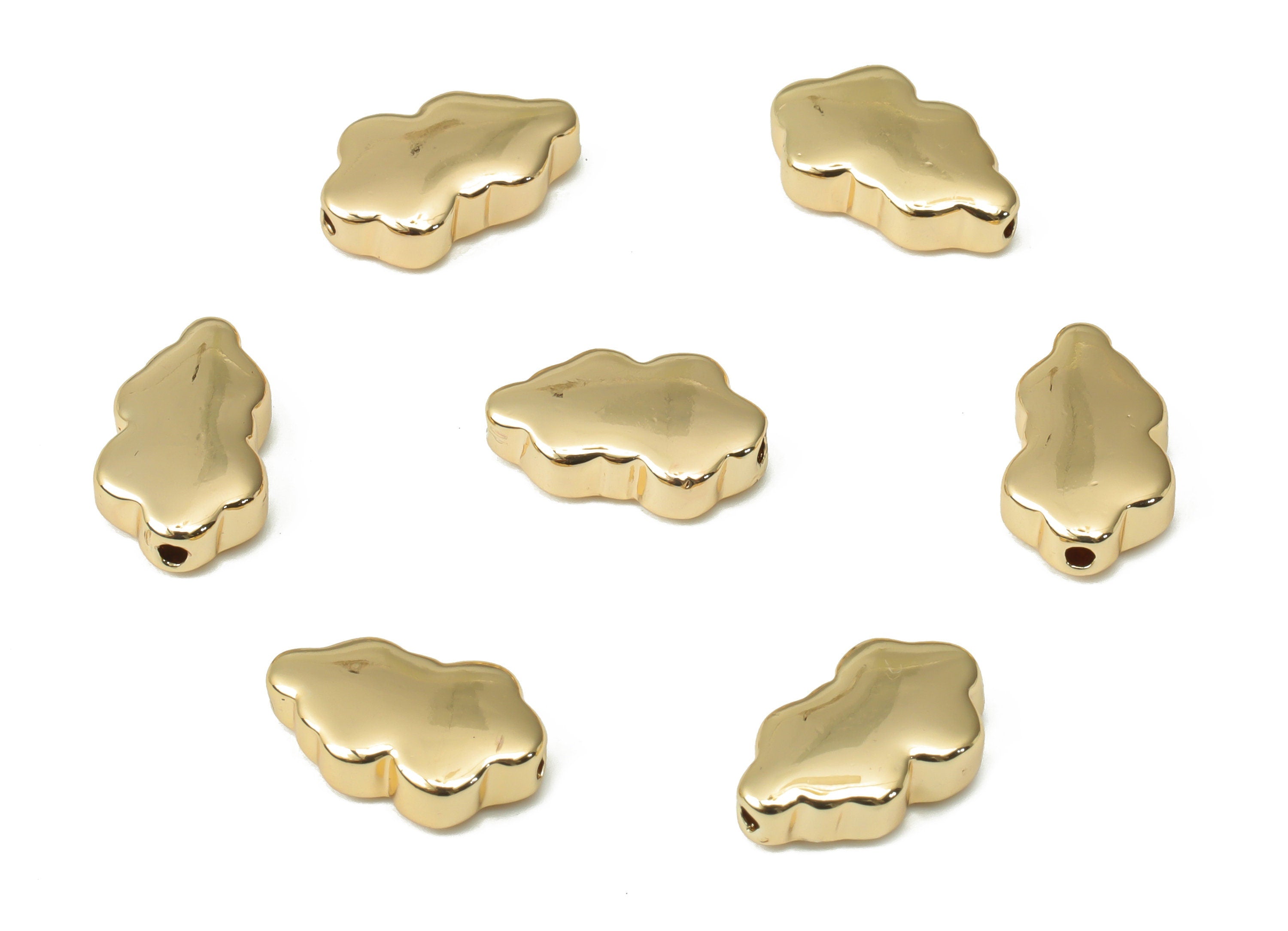 Gold Cloud Beads – Brass Cloud Spacer Beads – Bracelet Beads - 18K Real Gold Plated Brass - Jewelry Supplies - 13.1x7.82x3.97mm - RGP4465 - DOMEDBAZAAR