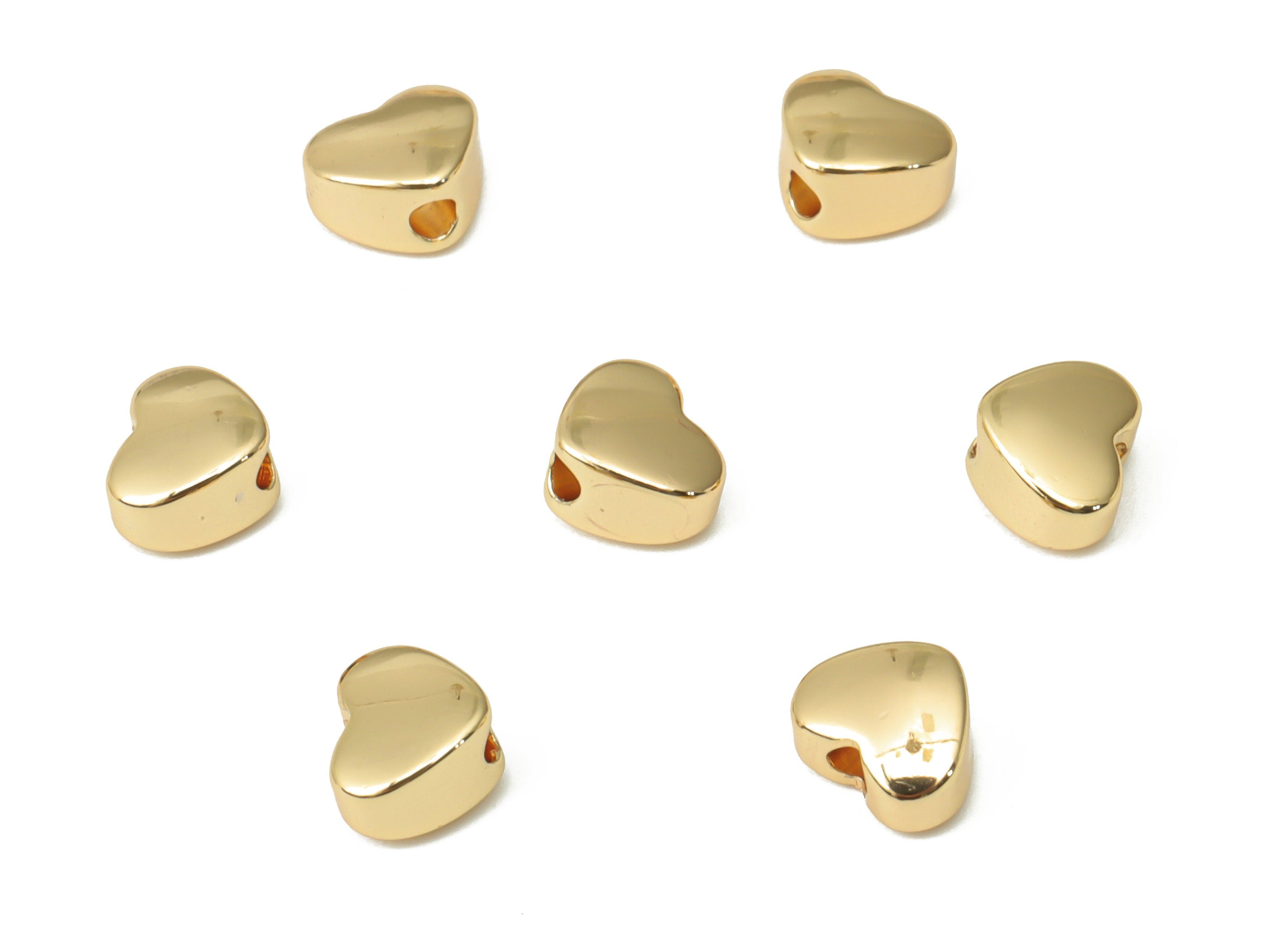 Mini Heart Spacer Bead - Brass Heart Charms - Gold Heart Pendant - Bracelet Beads - 18K Real Gold Plated Brass - 5.98x4.9x3.4mm - RGP4448 - DOMEDBAZAAR