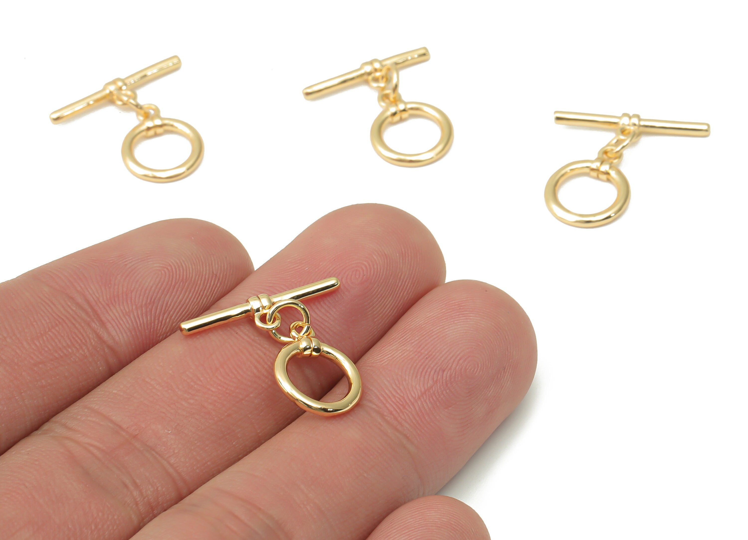 Brass Round Toggle Clasps – Gold Plated Ring Circle Toggle Clasp - 18K Real Gold Plated Brass – Jewelry Supplies - 19.8x19.2x1.6mm - RGP4515 - DOMEDBAZAAR