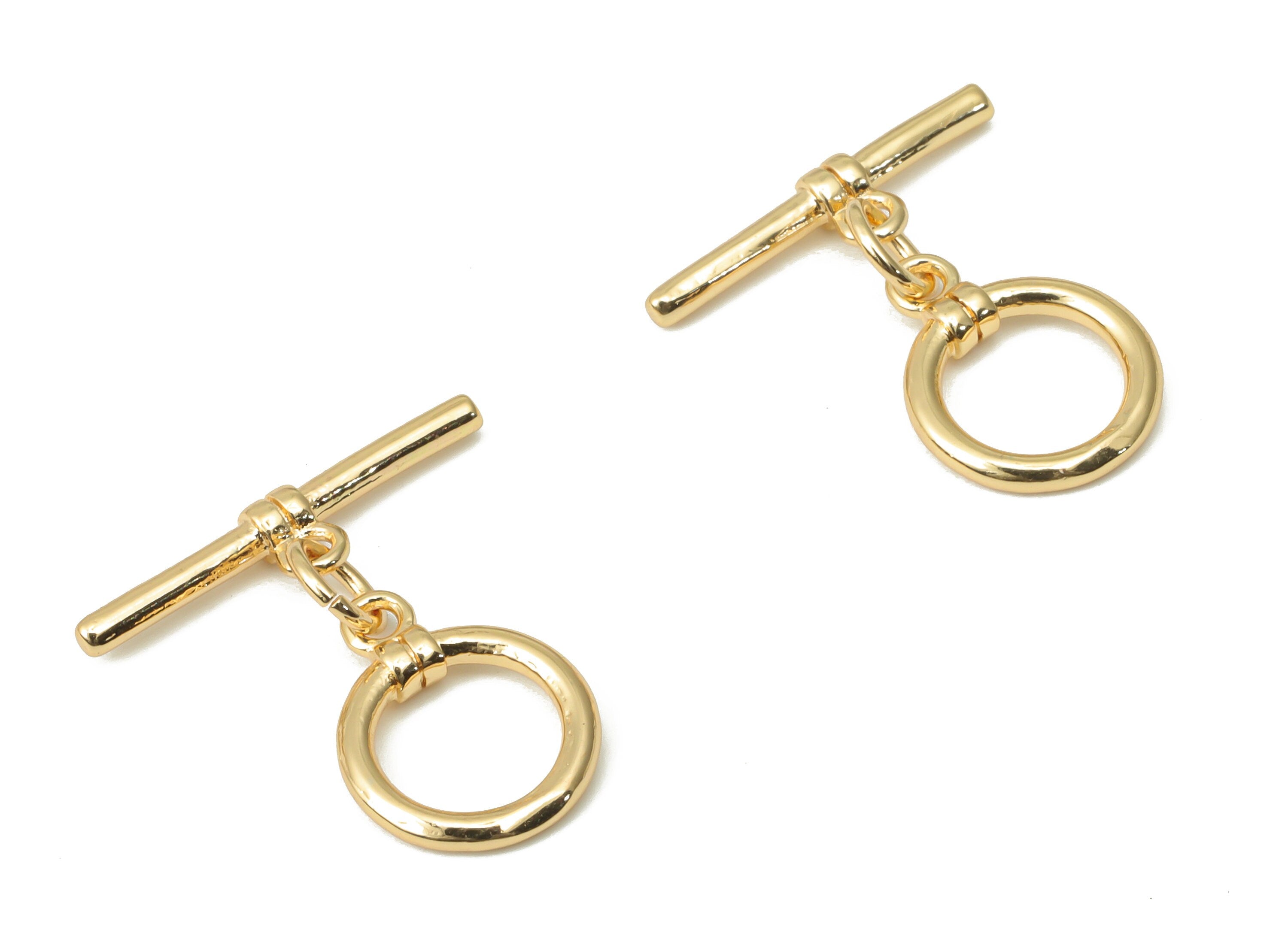 Brass Round Toggle Clasps – Gold Plated Ring Circle Toggle Clasp - 18K Real Gold Plated Brass – Jewelry Supplies - 19.8x19.2x1.6mm - RGP4515 - DOMEDBAZAAR