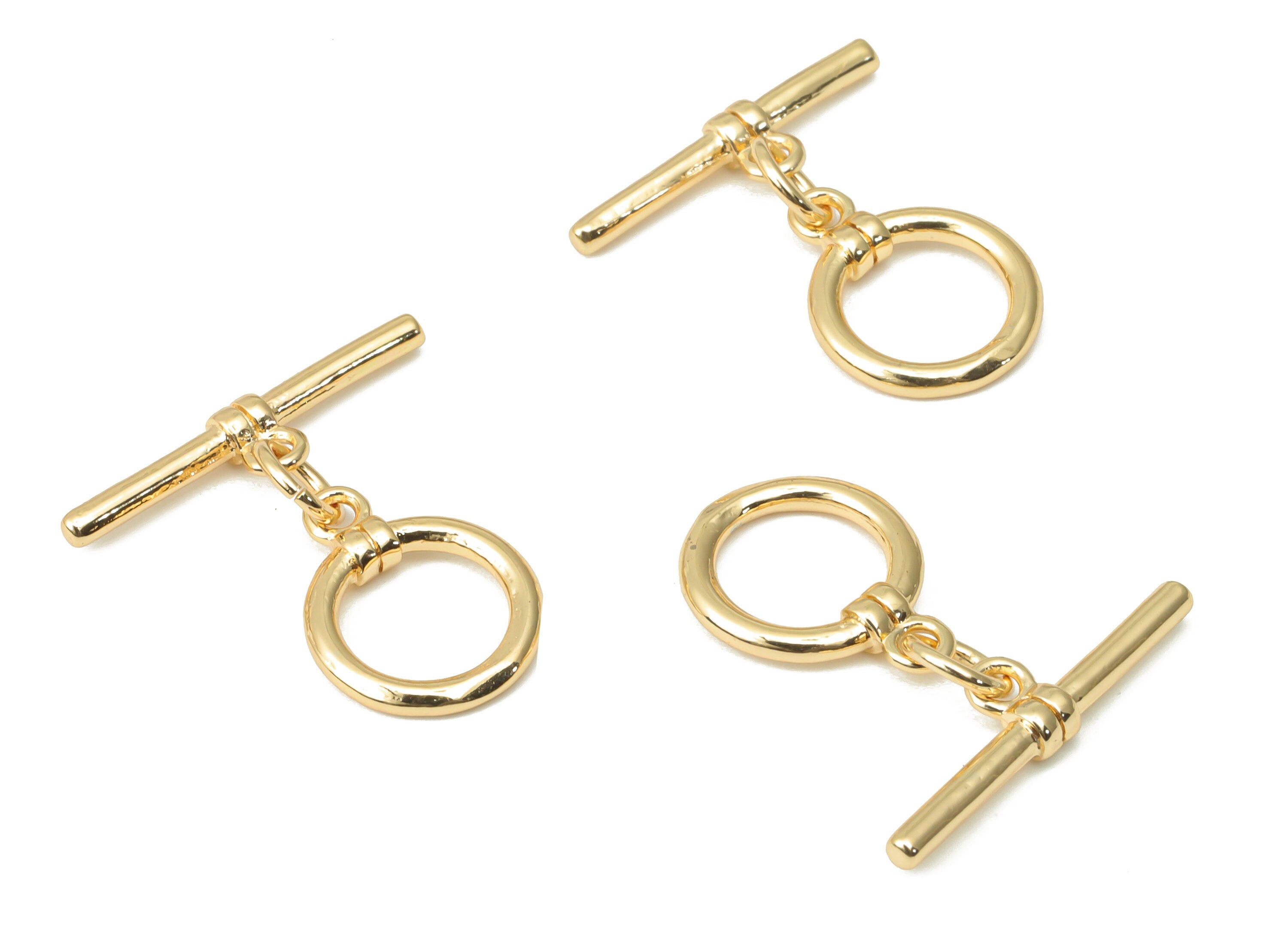 Brass Round Toggle Clasps – Gold Plated Ring Circle Toggle Clasp - 18K Real Gold Plated Brass – Jewelry Supplies - 19.8x19.2x1.6mm - RGP4515 - DOMEDBAZAAR
