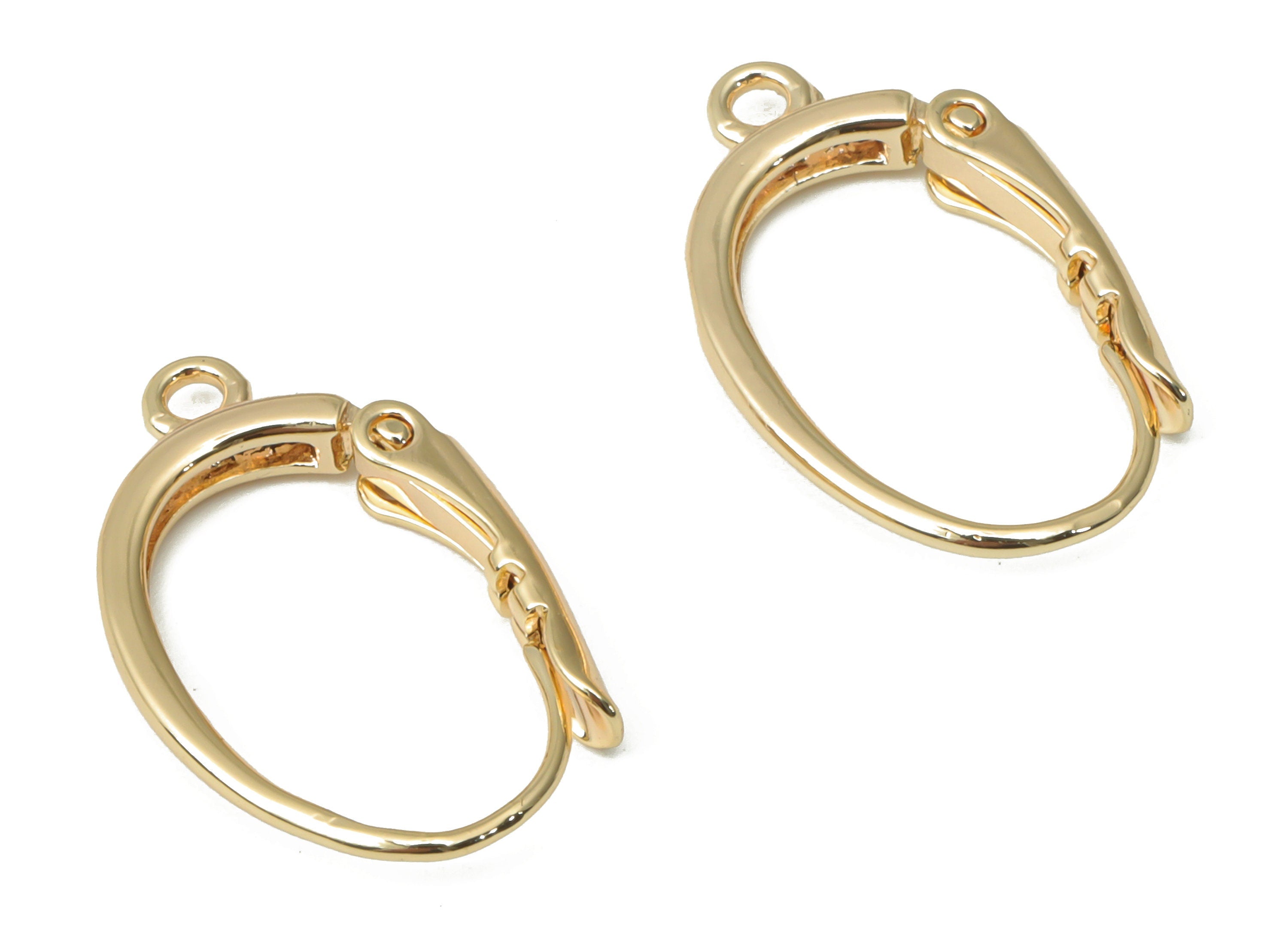 Brass Plain Leverback - Gold Leverback Earring Clasp - 18K Real Gold Plated Brass - Jewelry Making Supplies - 19x11.76x1.5mm - RGP4467 - DOMEDBAZAAR
