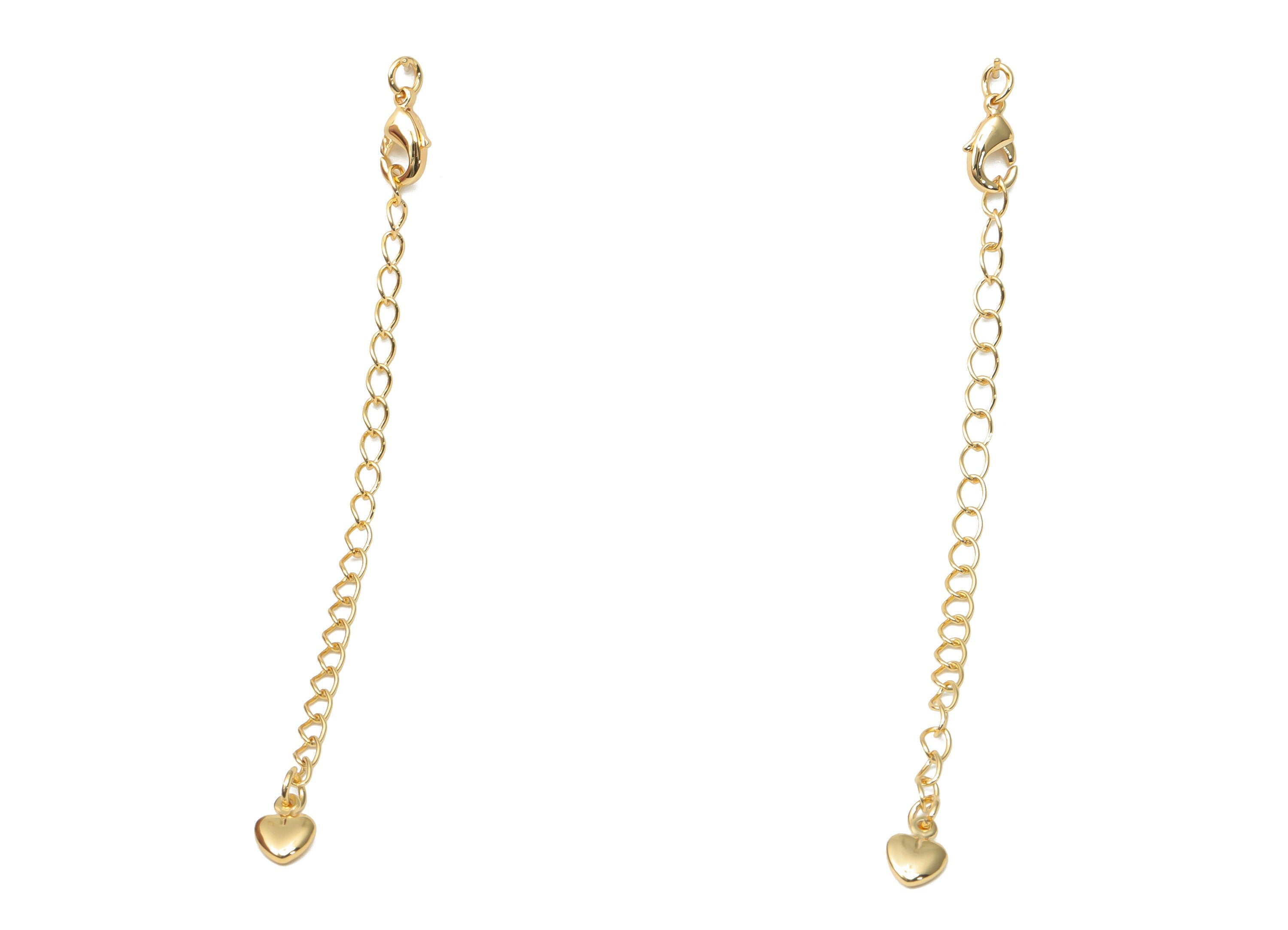 Brass Parrot Lobster Claw Chain Tassel Earring - Gold Heart Chain Tassel Earrings - 18K Real Gold Plated Brass - 89.36x5.42x2.2mm - RGP4479 - DOMEDBAZAAR