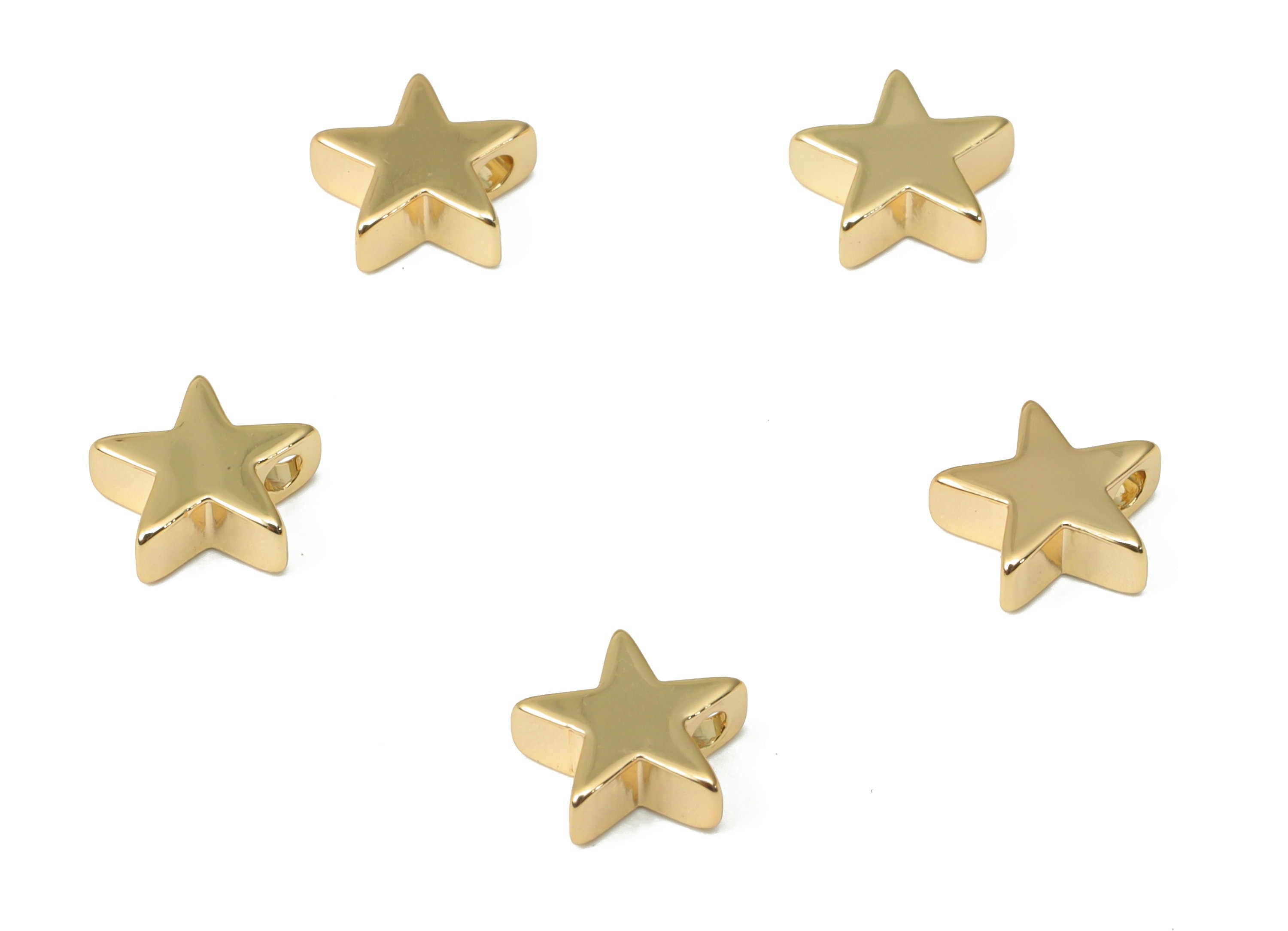 Gold Star Beads – Brass Star Spacer Beads – Bracelet Beads - 18K Real Gold Plated Brass - Jewelry Making Supplies - 7.43x7.4x2.6mm - RGP4443 - DOMEDBAZAAR
