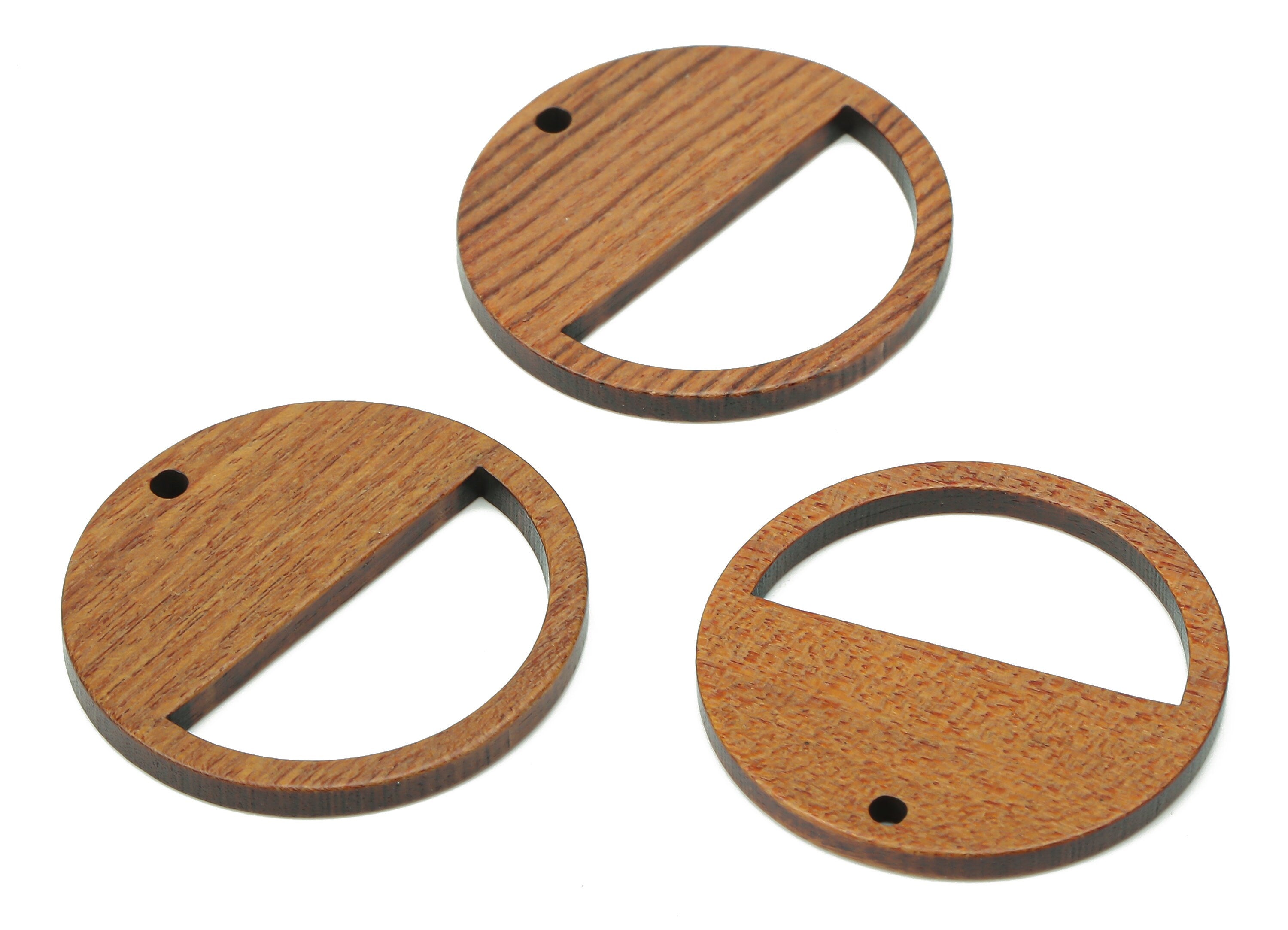 Walnut Wood Round Earring Charms - Walnut Wood Half Circle Pendant - Earring Charms For Jewelry Making - 29.85x29.85x2.76mm - BB1246 - DOMEDBAZAAR