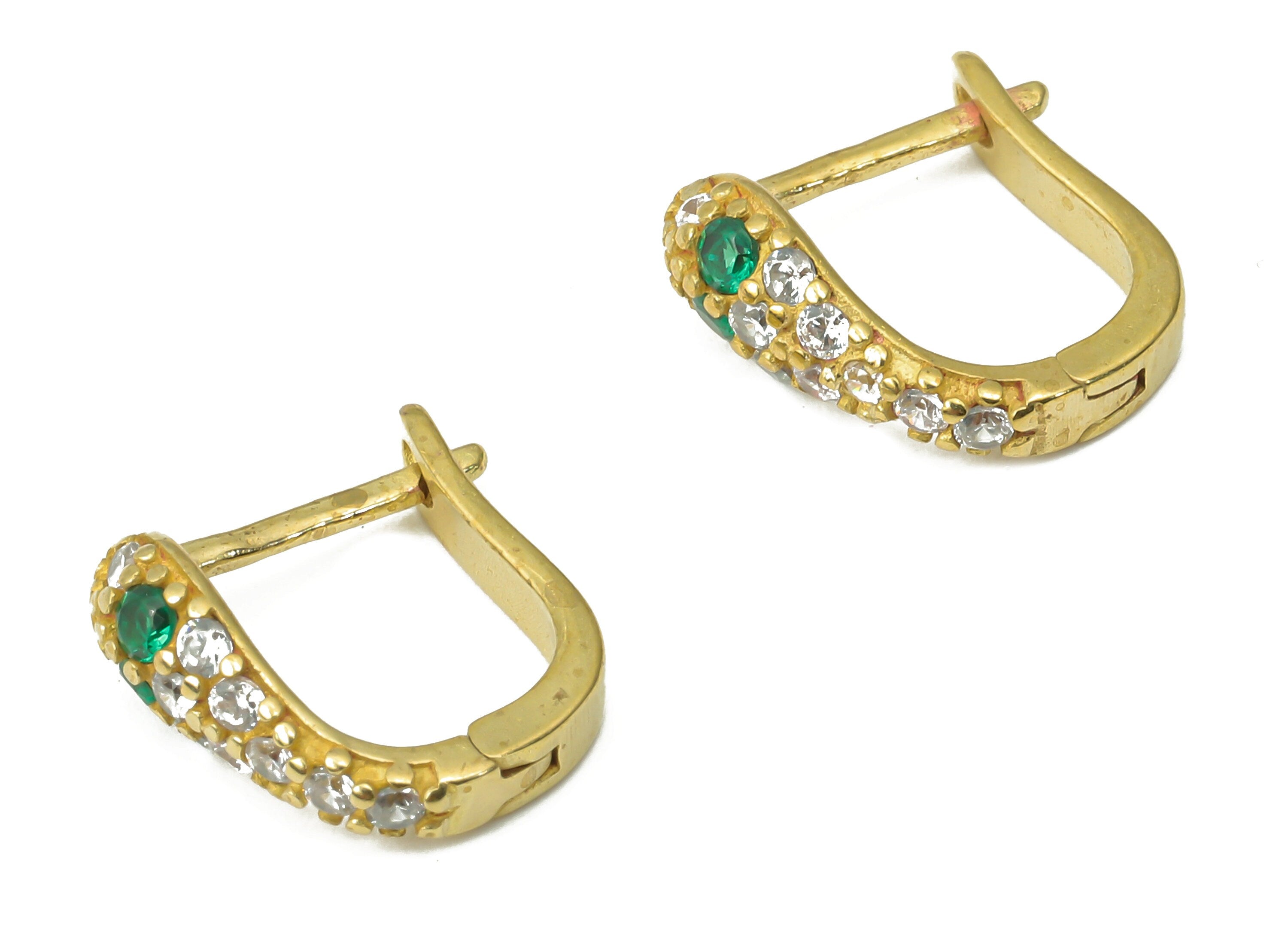 Brass Snake Huggie – Raw Brass Dainty Snake Zircon Stud Earrings – Earring with Open Ring – Earring Supply - 12.3x11.97x2.02mm - PP7360 - DOMEDBAZAAR