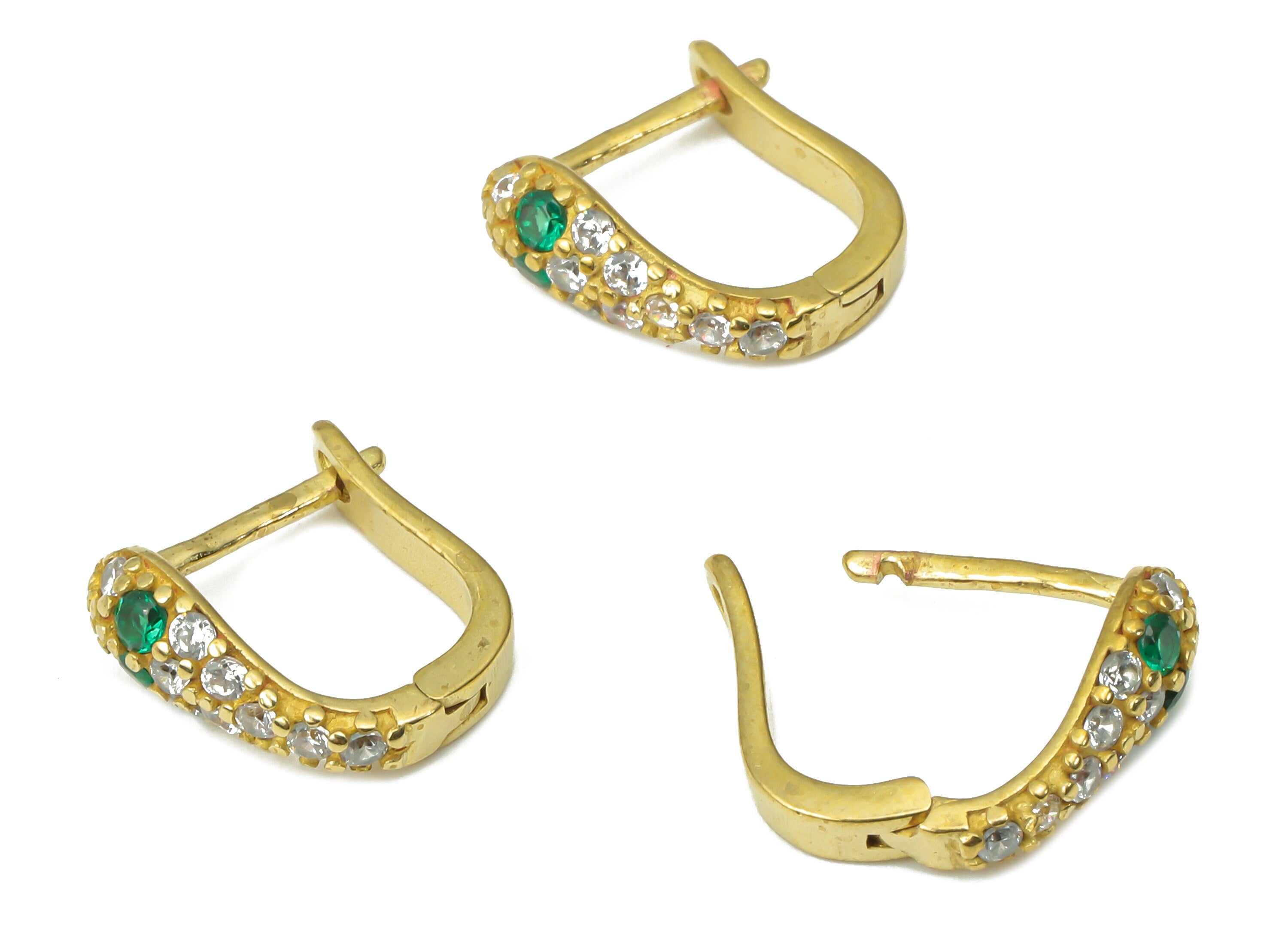 Brass Snake Huggie – Raw Brass Dainty Snake Zircon Stud Earrings – Earring with Open Ring – Earring Supply - 12.3x11.97x2.02mm - PP7360 - DOMEDBAZAAR