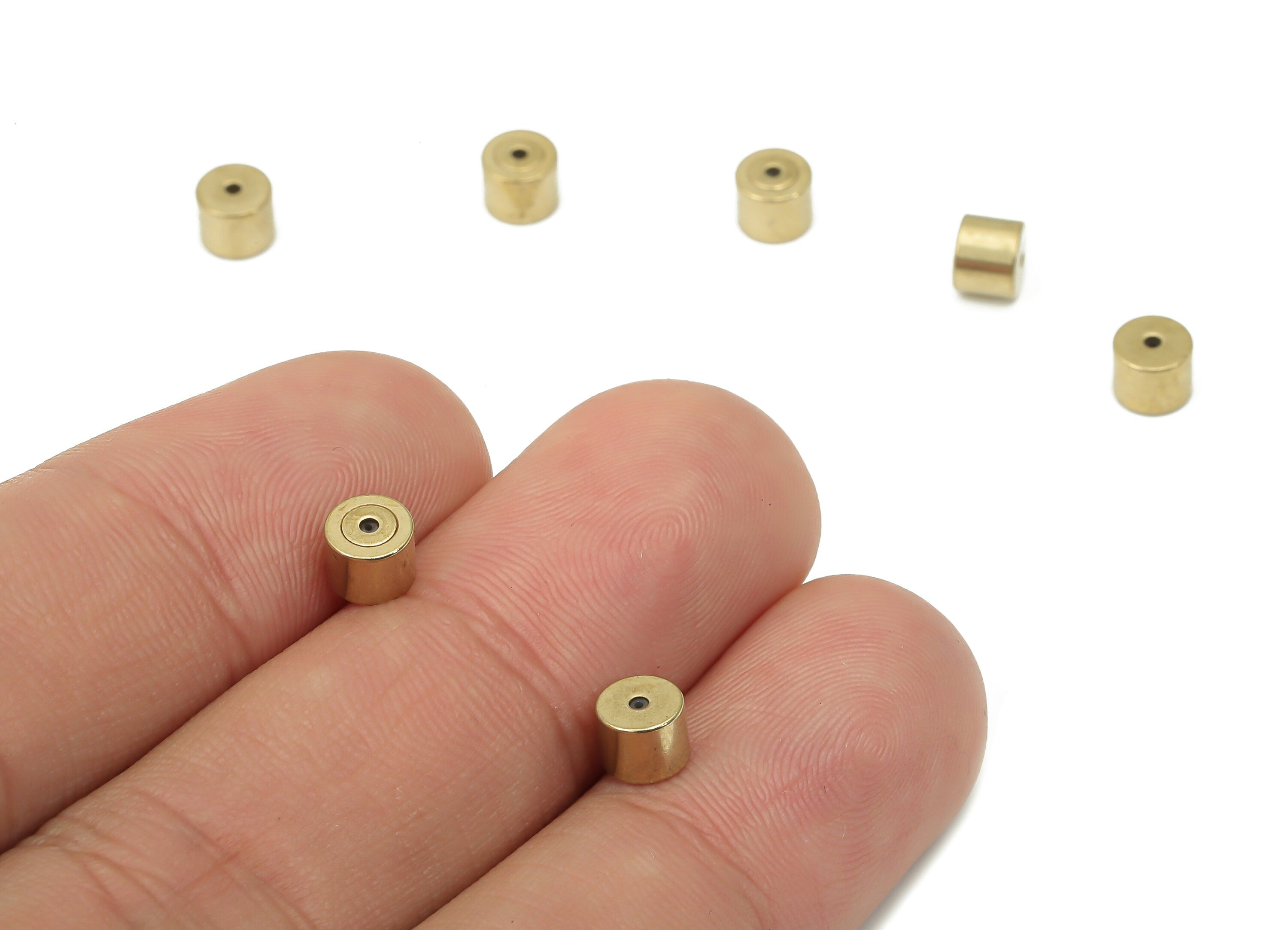 Brass Round Earring Backs - Raw Brass Circle Rubber Stopper Cyclinder - Ear Wire Backs - Jewelry Making Supplies - 4.91x4x4.91mm - PP7350 - DOMEDBAZAAR