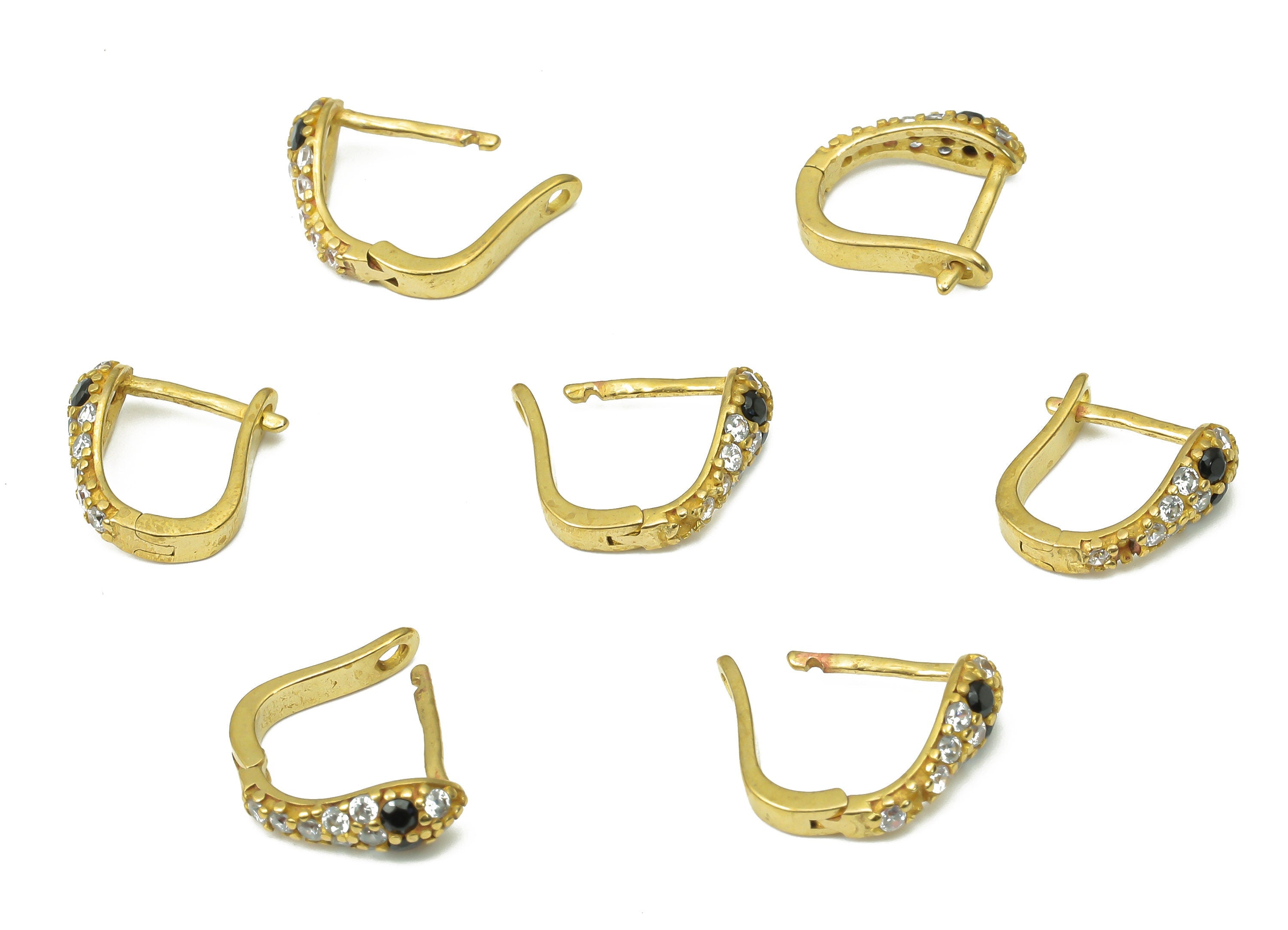 Brass Snake Huggie – Raw Brass Dainty Snake Zircon Stud Earrings – Earring with Open Ring – Earring Supply - 12.3x11.97x2.02mm - PP7361 - DOMEDBAZAAR