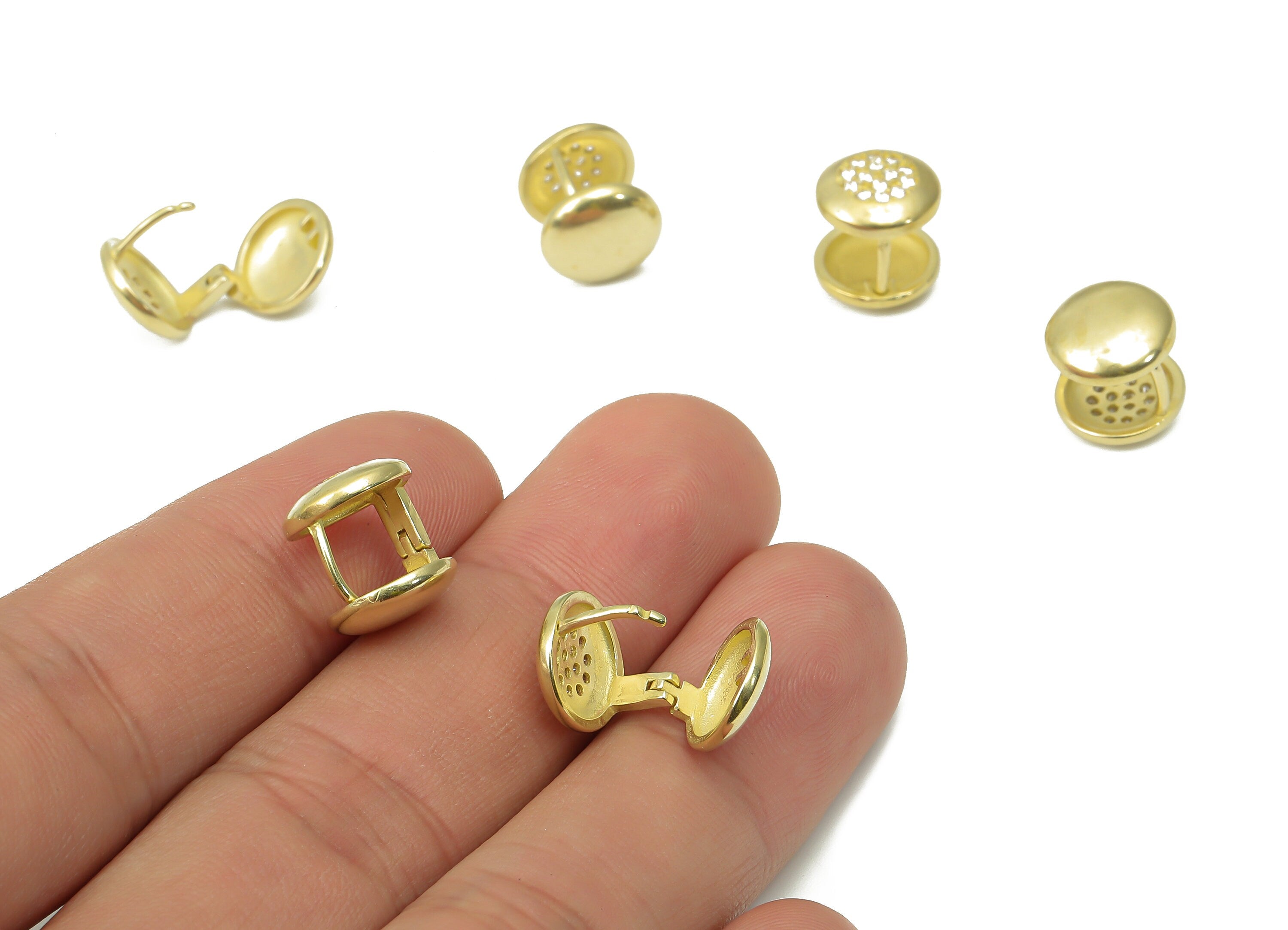 Brass Zircon Hoop Earring Huggie – Zircon Huggies Hoop Earrings – Dainty Earring - Brass Earring Jewelry Supply - 11.45x10.13x1.4mm - PP7362 - DOMEDBAZAAR