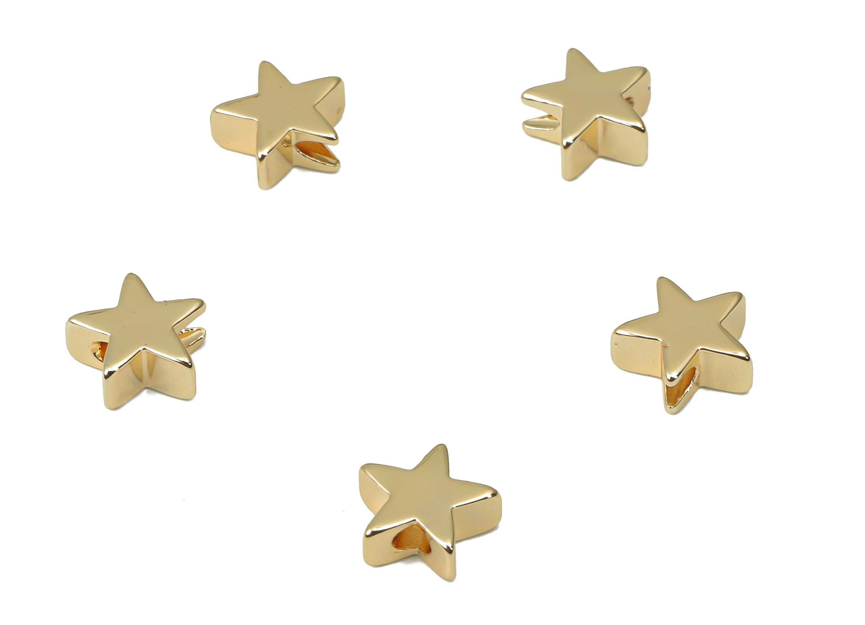 Gold Star Beads – Brass Star Spacer Beads – Bracelet Beads - 18K Real Gold Plated Brass - Jewelry Making Supplies - 6.8x6.8x3.04mm - RGP4499 - DOMEDBAZAAR