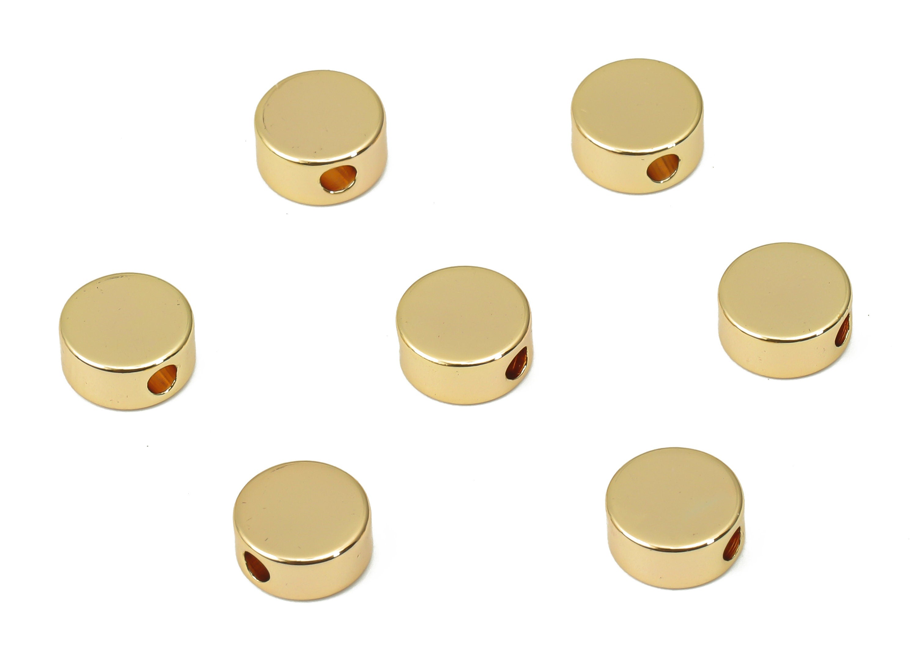 Gold Round Beads – Brass Circle Spacer Beads – Bracelet Beads - 18K Real Gold Plated Brass - Jewelry Making - 6.93x6.93x3.25mm - RGP4447 - DOMEDBAZAAR