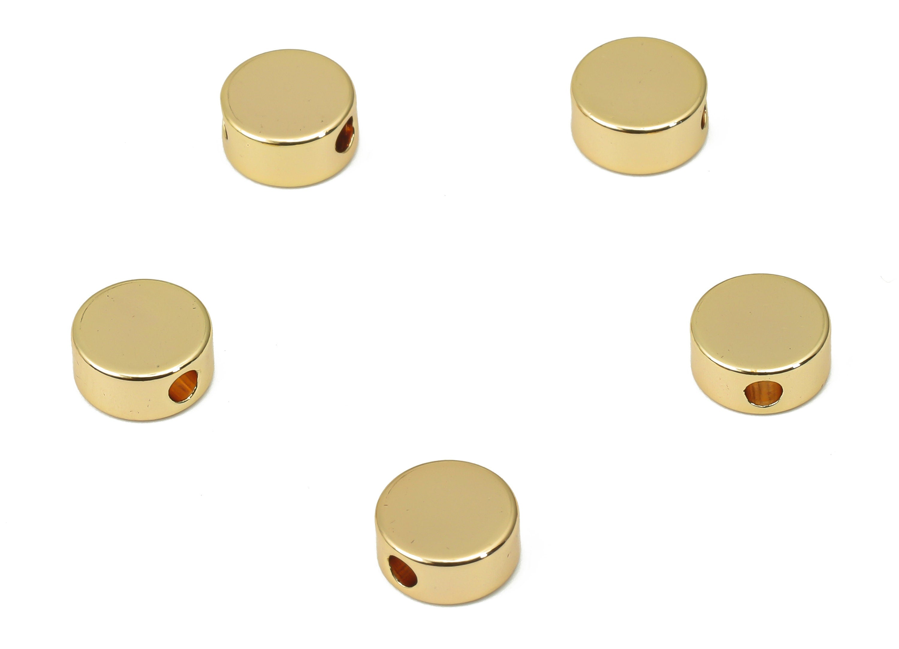 Gold Round Beads – Brass Circle Spacer Beads – Bracelet Beads - 18K Real Gold Plated Brass - Jewelry Making - 6.93x6.93x3.25mm - RGP4447 - DOMEDBAZAAR