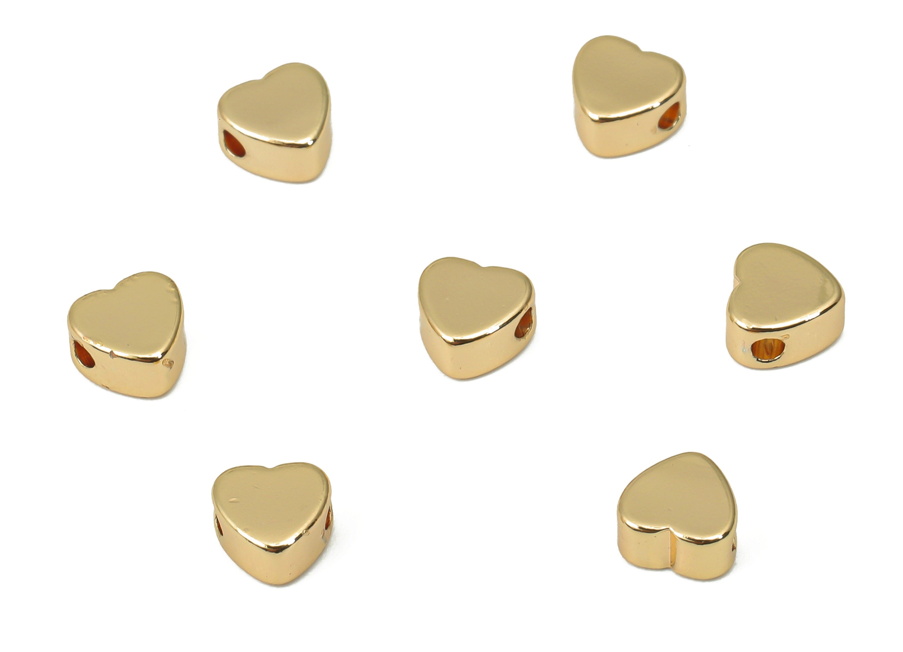 Gold Mini Heart Beads – Brass Heart Spacer Beads – Bracelet Beads - 18K Real Gold Plated Brass - Jewelry Making - 4.72x4.88x2.56mm - RGP4482 - DOMEDBAZAAR