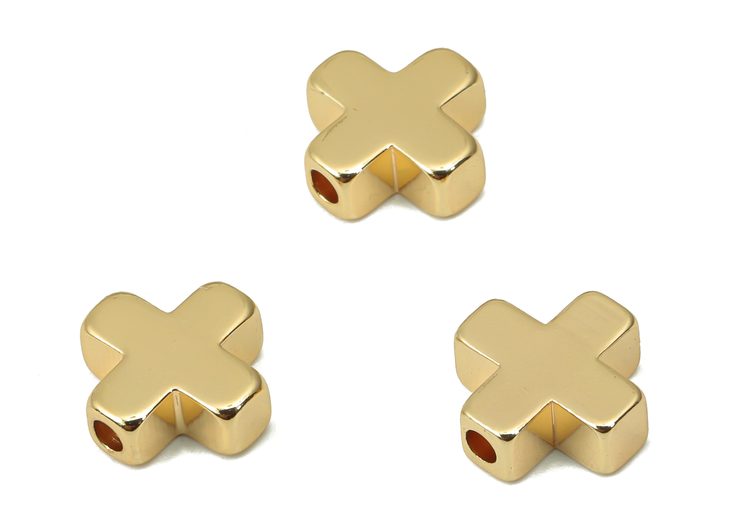 Gold Cross Beads – Brass Cross Spacer Beads – Bracelet Beads - 18K Real Gold Plated Brass - Jewelry Making - 8.12x8.12x3.06mm - RGP4458 - DOMEDBAZAAR