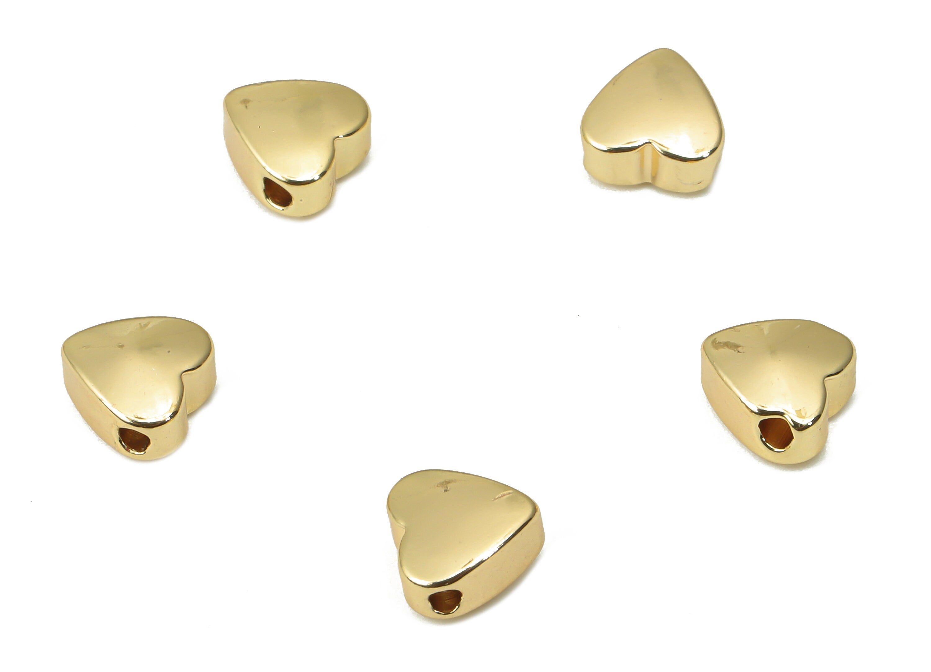 Gold Mini Heart Beads – Brass Heart Spacer Beads – Bracelet Beads - 18K Real Gold Plated Brass - Jewelry Making - 5.81x5.8x3mm - RGP4449 - DOMEDBAZAAR