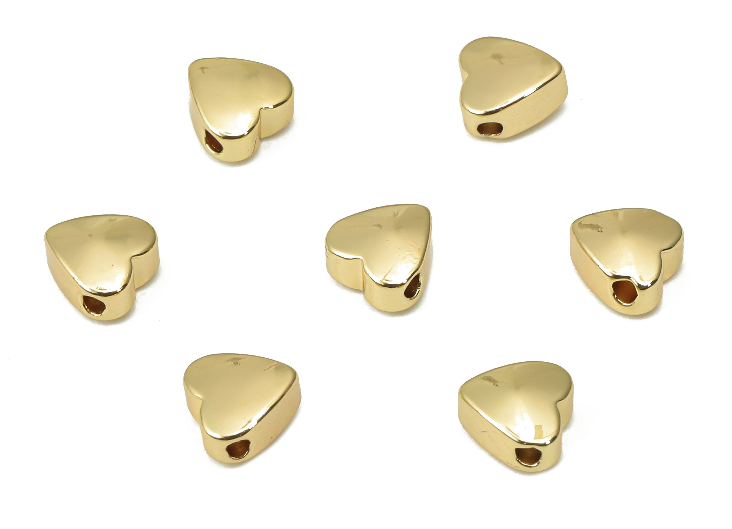 Gold Mini Heart Beads – Brass Heart Spacer Beads – Bracelet Beads - 18K Real Gold Plated Brass - Jewelry Making - 5.81x5.8x3mm - RGP4449 - DOMEDBAZAAR