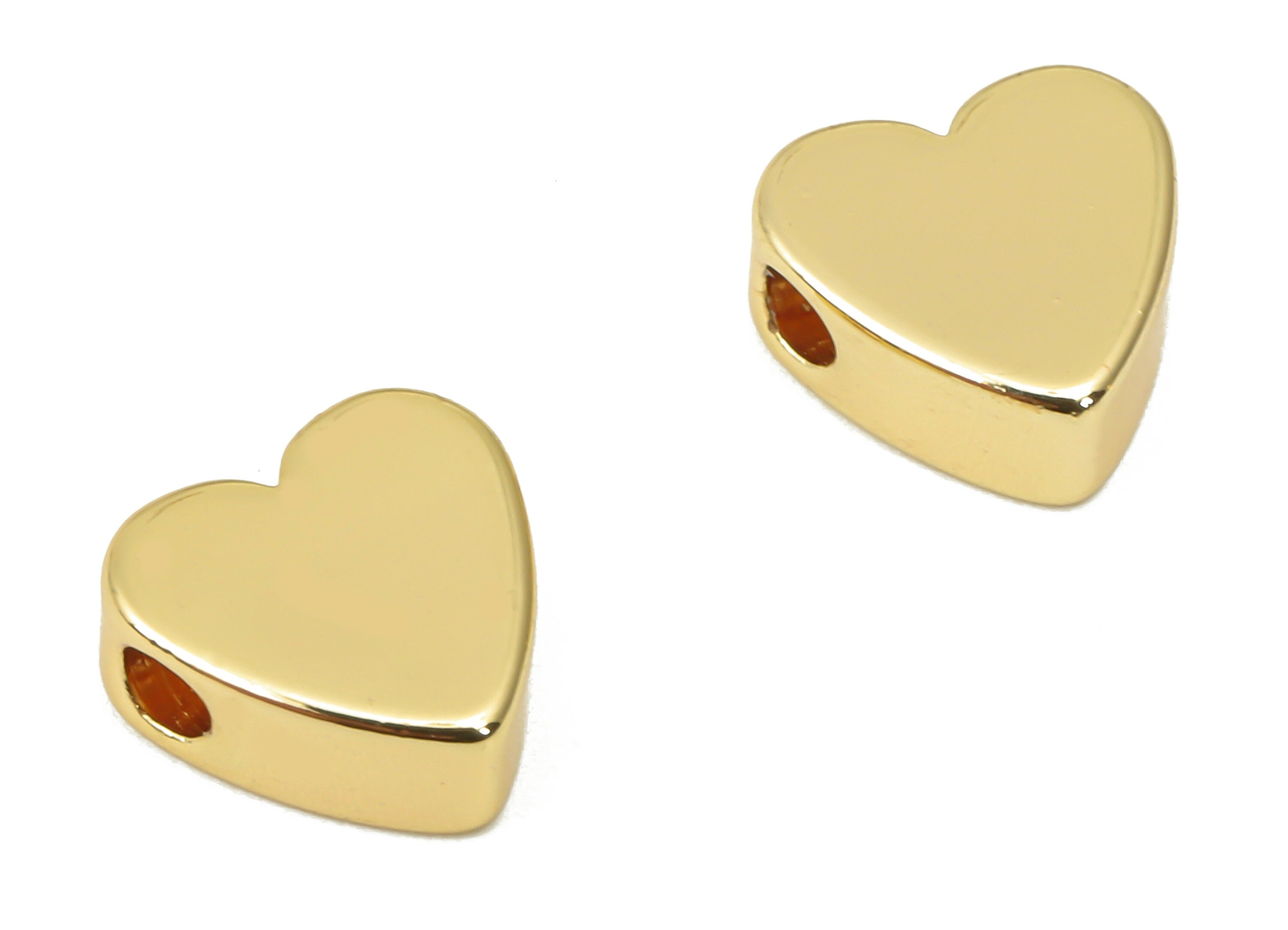 Gold Heart Beads – Brass Heart Spacer Beads – Bracelet Beads - 18K Real Gold Plated Brass - Jewelry Making - 7.84x7.8x3.2mm - RGP4461 - DOMEDBAZAAR