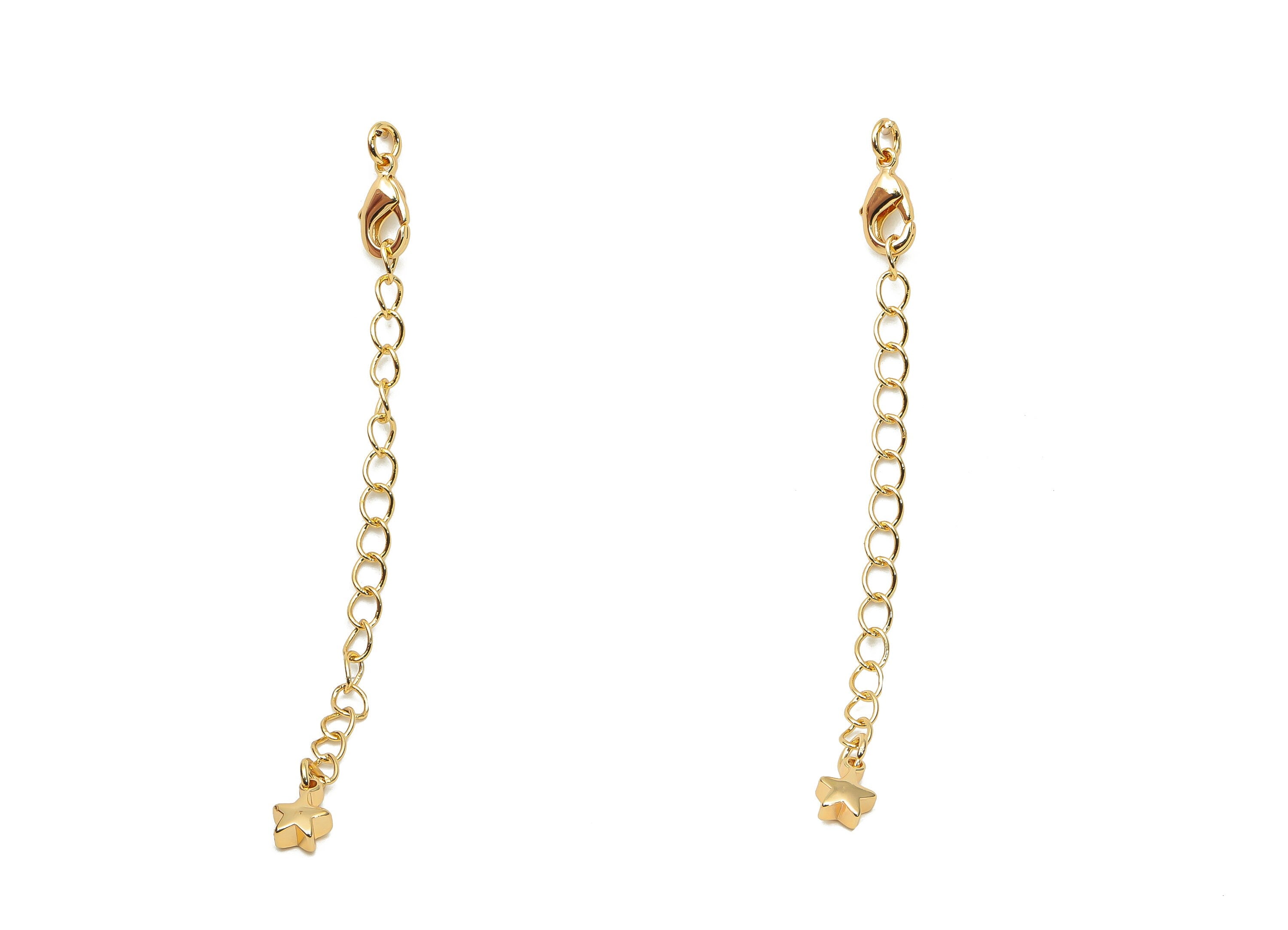 Brass Parrot Lobster Claw Chain Tassel Necklace - Gold Star Chain Tassel Bracelet - 18K Real Gold Plated Brass - 67.8x5.2x2.52mm - RGP4473 - DOMEDBAZAAR