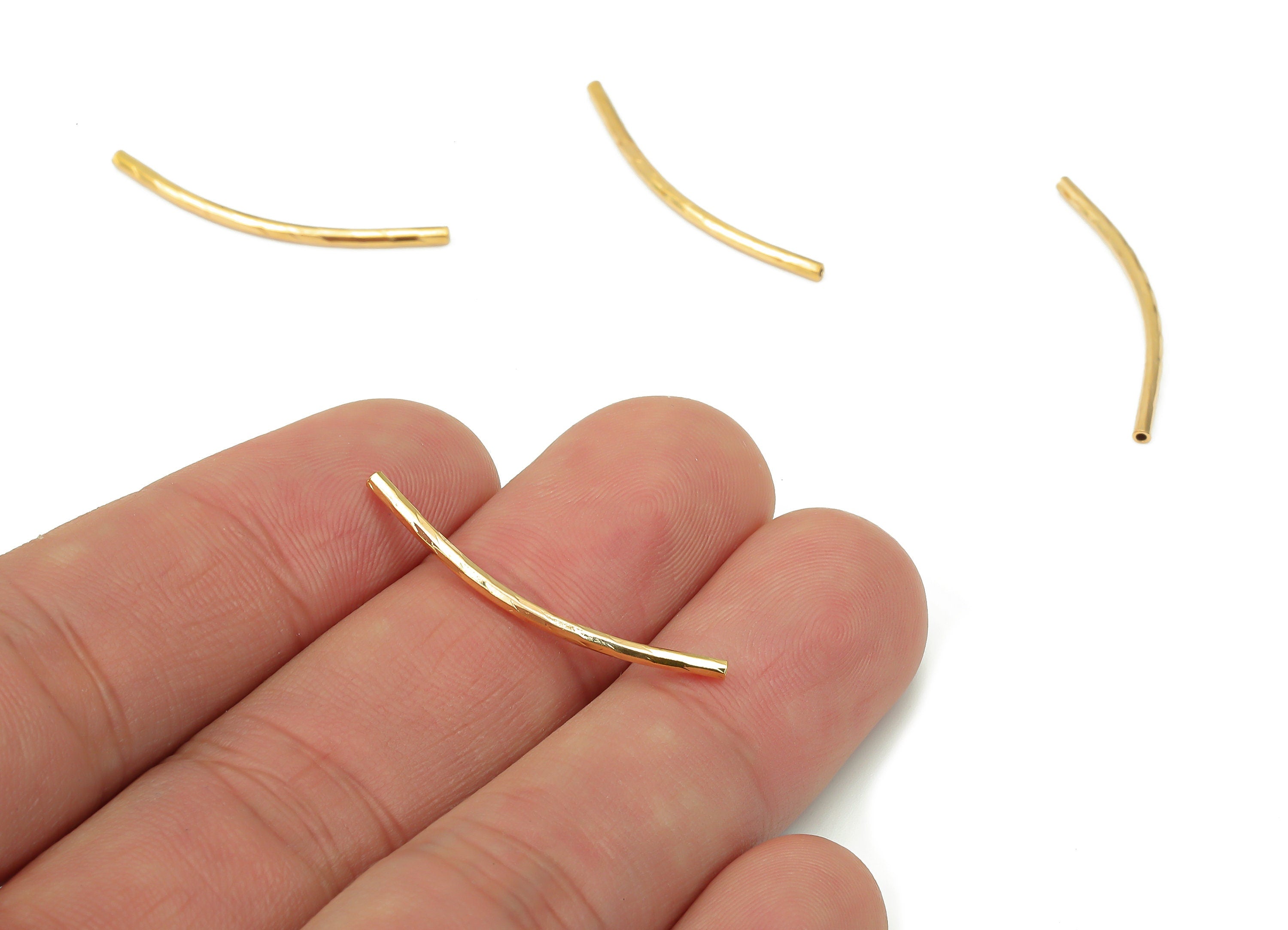 Brass Himmeli Tubes - Gold Himmeli DIY Tube Beads - Geometric Shapes - For Air Plants - 18k Real Gold Plated Brass - 29.7x1.4x1.4mm- RGP4456 - DOMEDBAZAAR